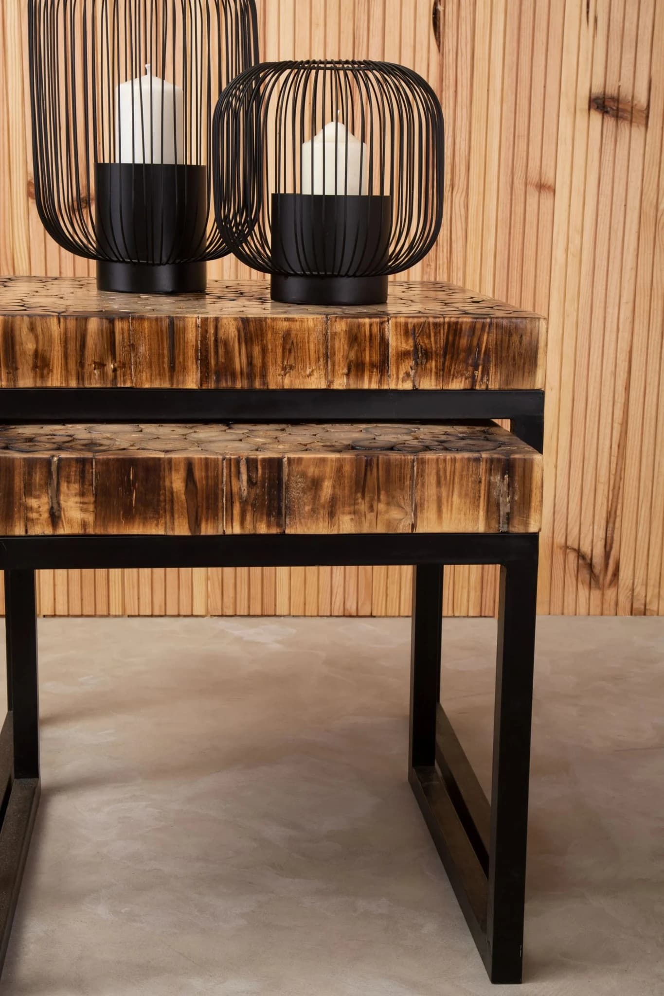 Malang Mosaic Teak Wood Set Of 3 Nesting Tables - Tables, photo 4 of 8