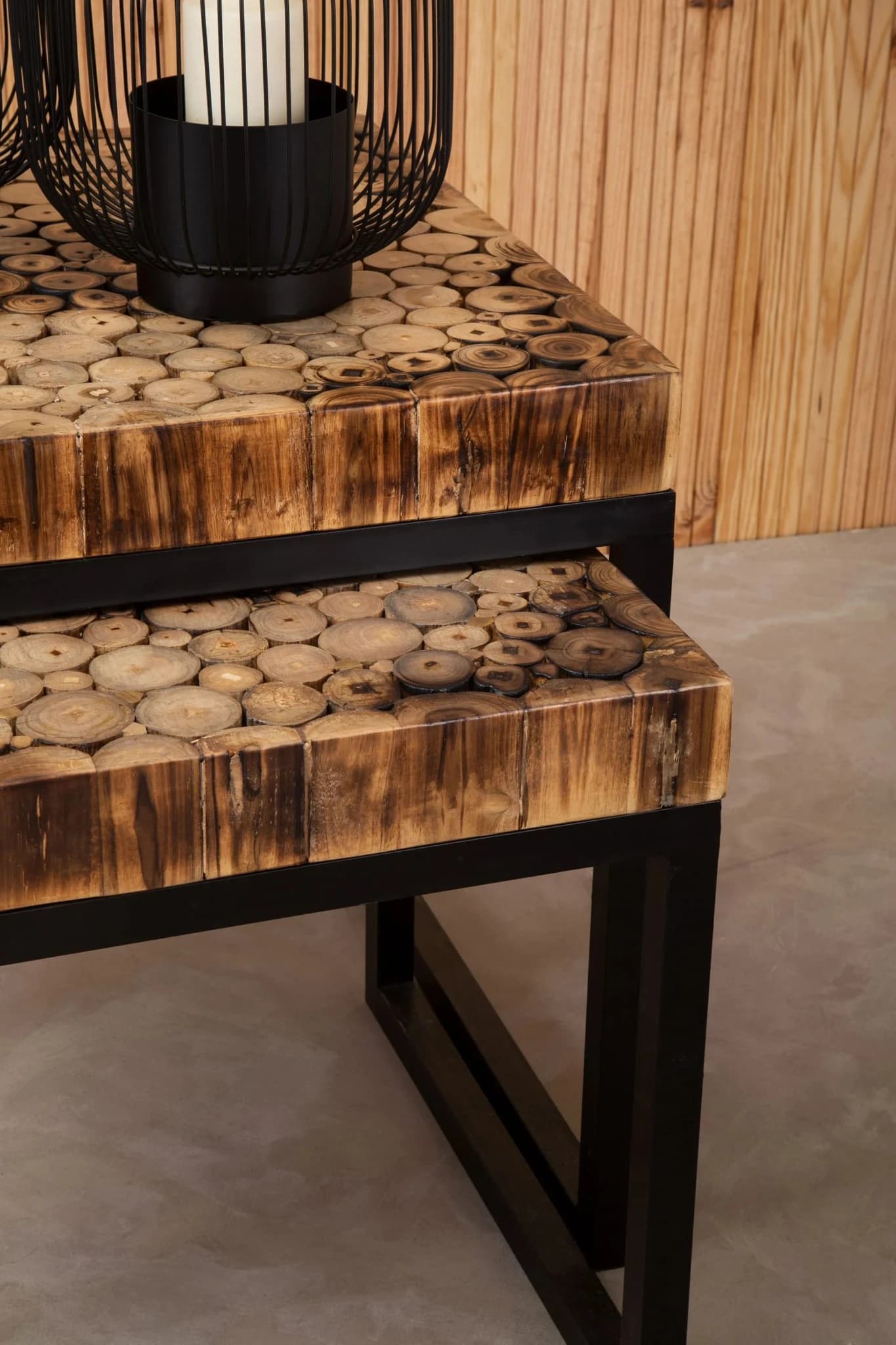 Malang Mosaic Teak Wood Set Of 3 Nesting Tables - Tables, photo 3 of 8