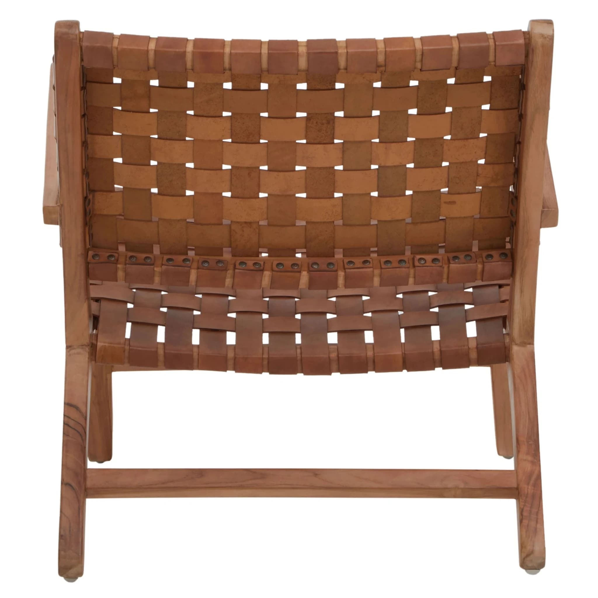 Inca Lattice Design Brown Leather Armchair - Seating, photo 8 of 8