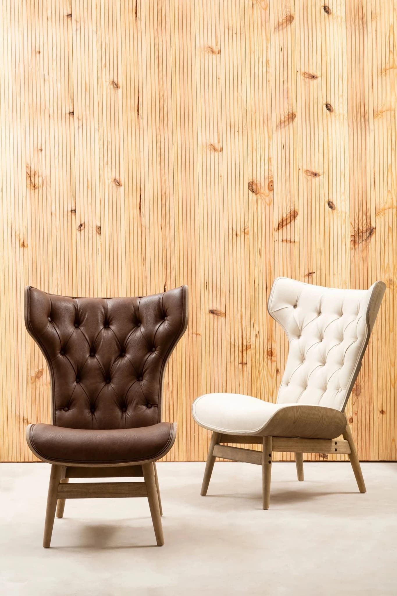 Vinsi Brown Leather Effect Chair With Winged Back - Seating, photo 6 of 8