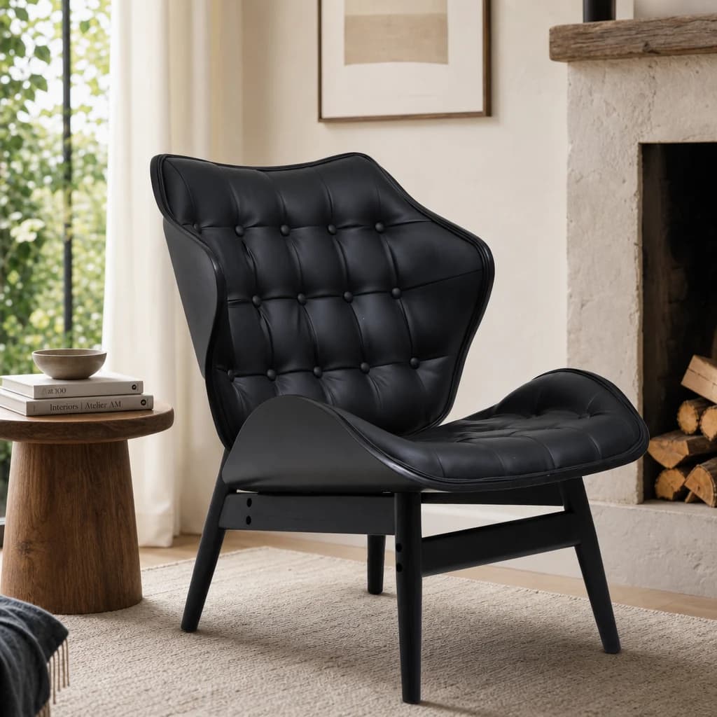 Vinsi Black Leather Effect Chair - Seating, photo 1 of 8