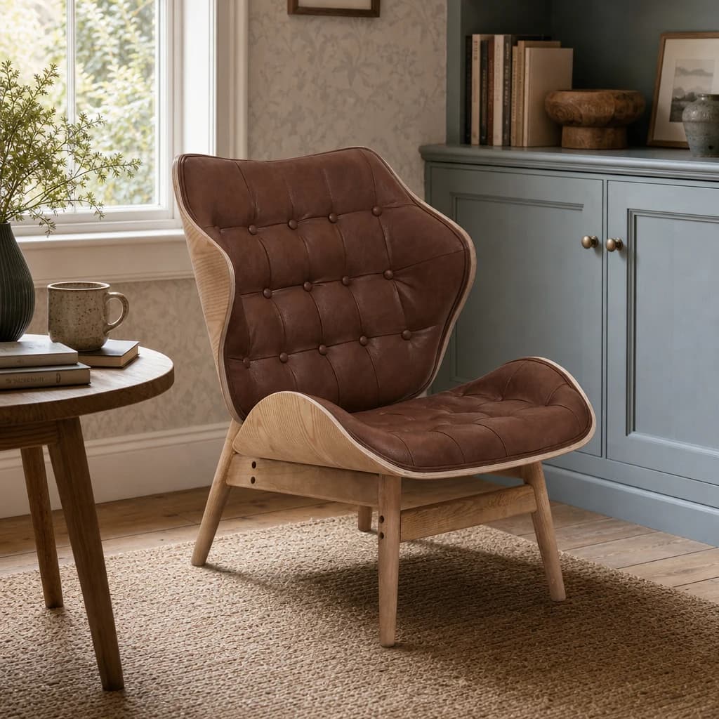 Vinsi Brown Leather Effect Chair - Seating, photo 1 of 8
