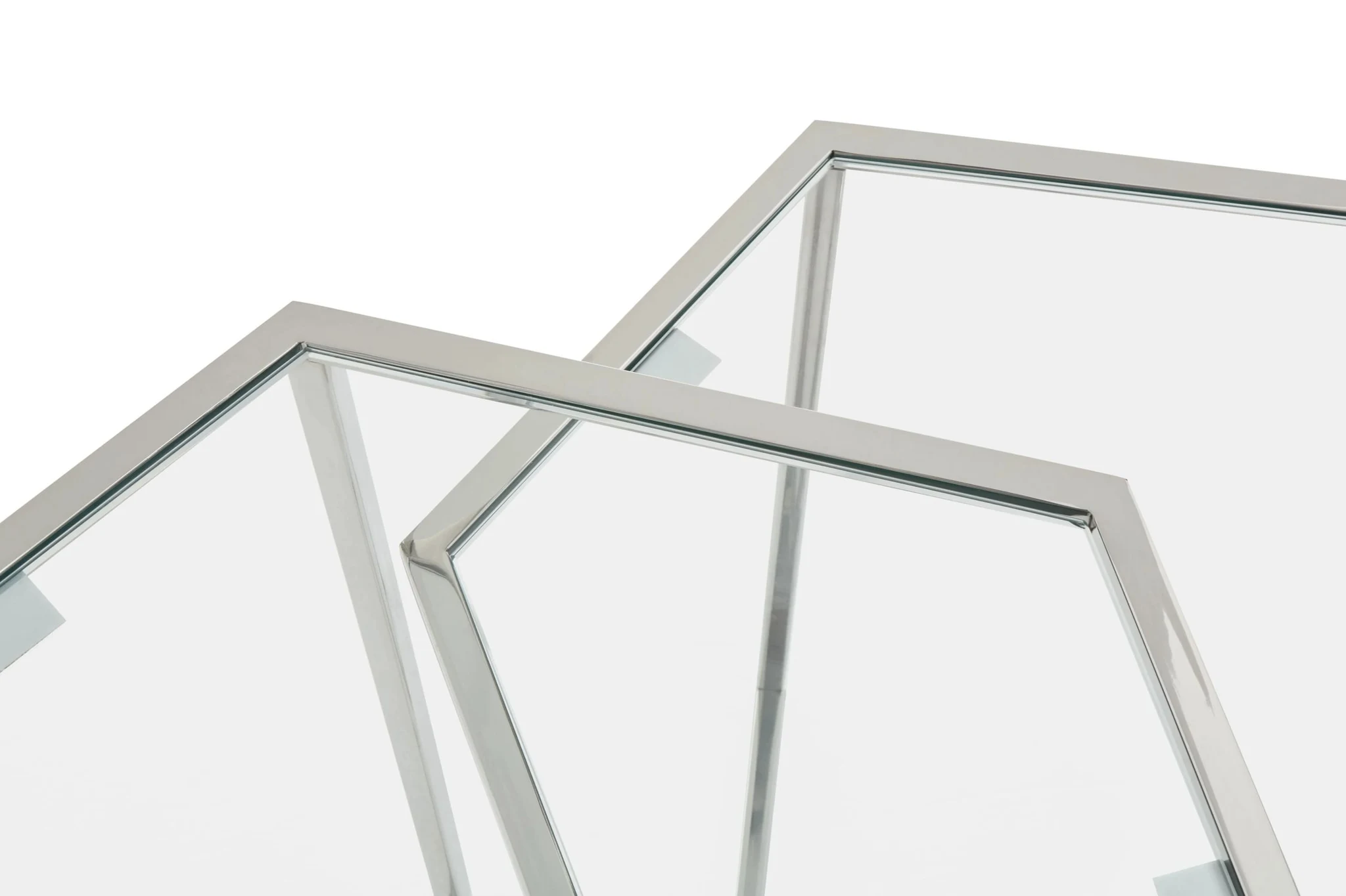 Herber Set Of 2 Silver Finish Hexagon Nesting Tables - Tables, photo 6 of 6