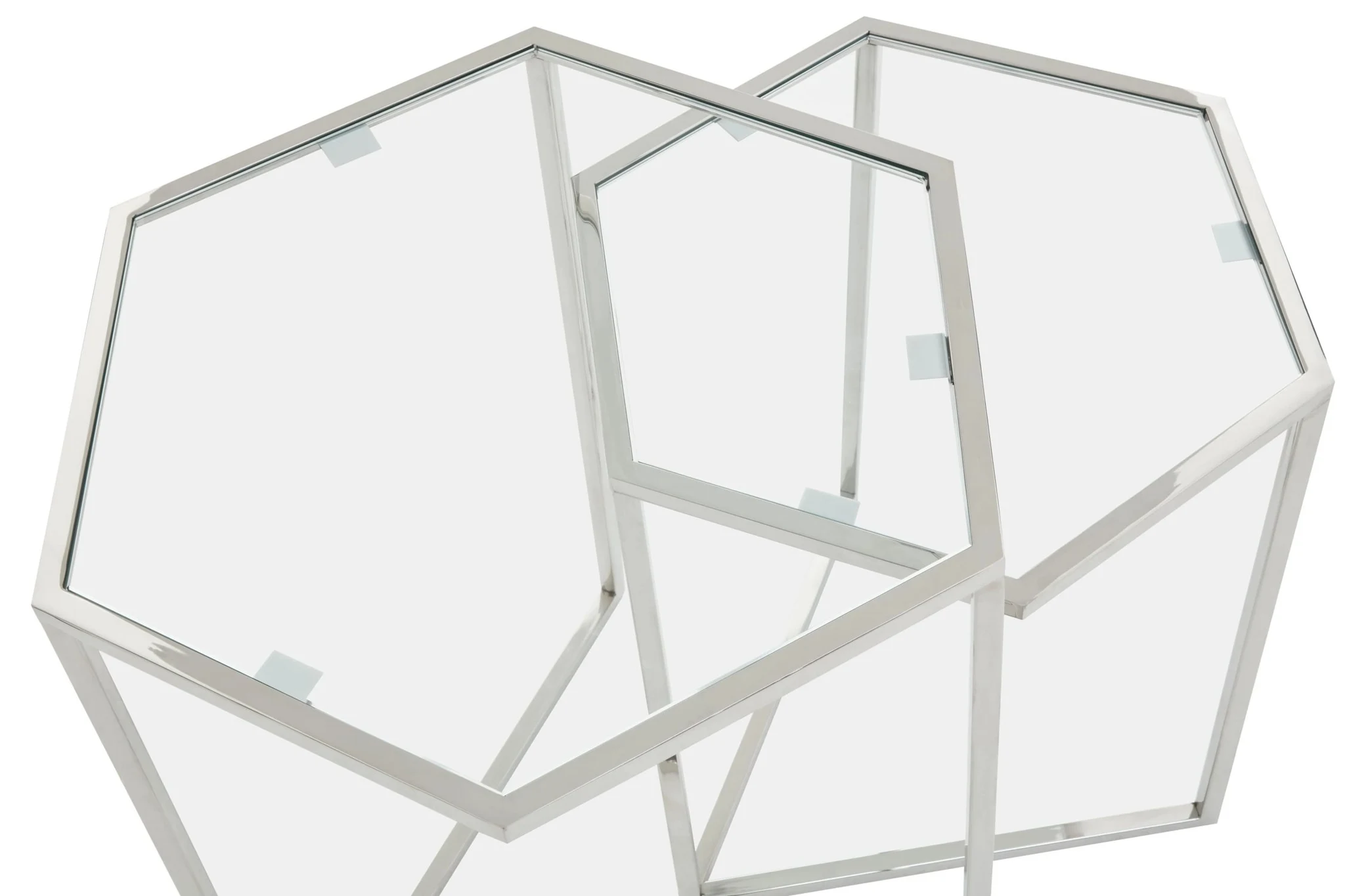 Herber Set Of 2 Silver Finish Hexagon Nesting Tables - Tables, photo 4 of 6