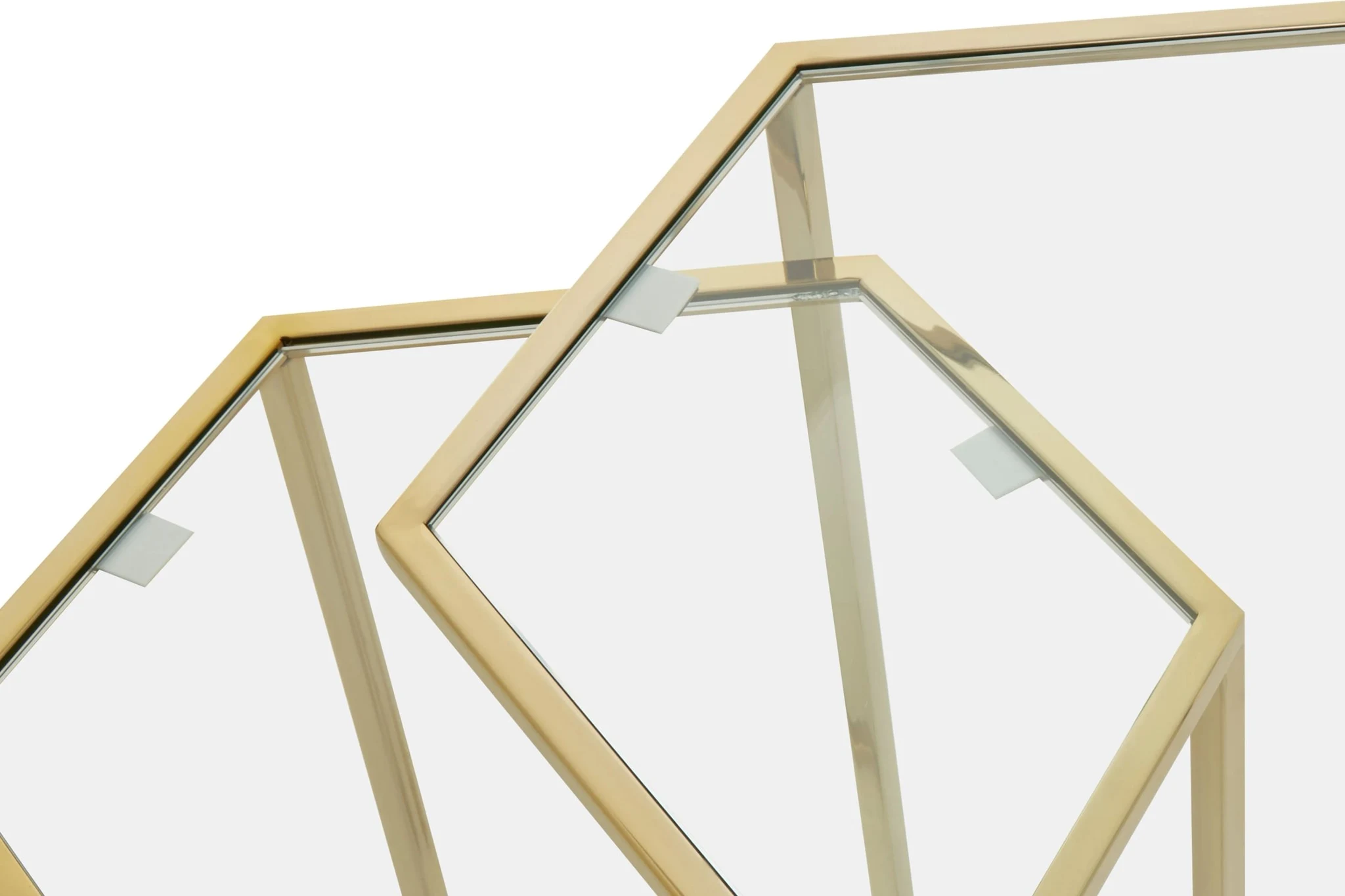 Herber Set Of 2 Gold Finish Hexagon Nesting Tables - Tables, photo 5 of 8