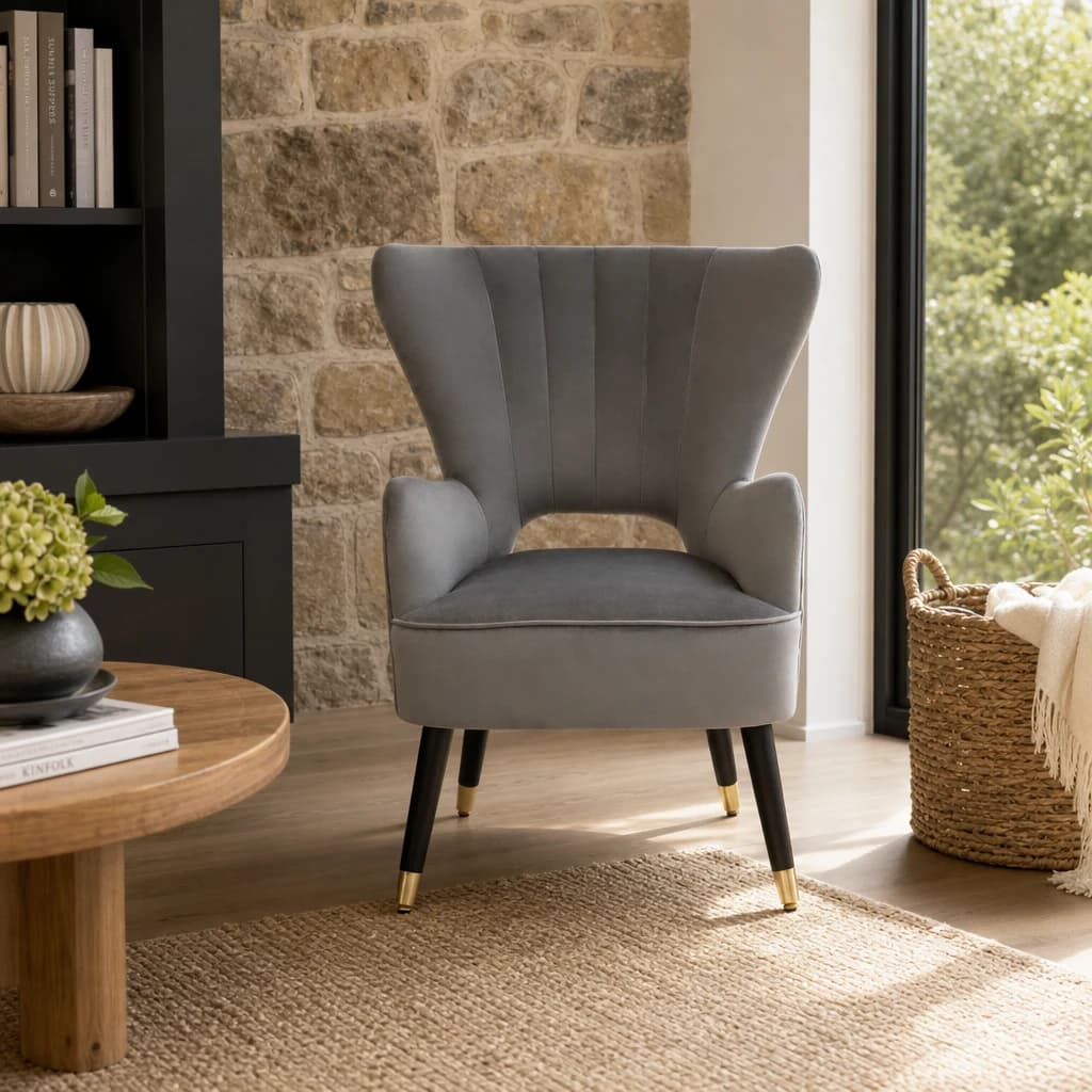 Sloan Grey Velvet Armchair - Seating, photo 1 of 8