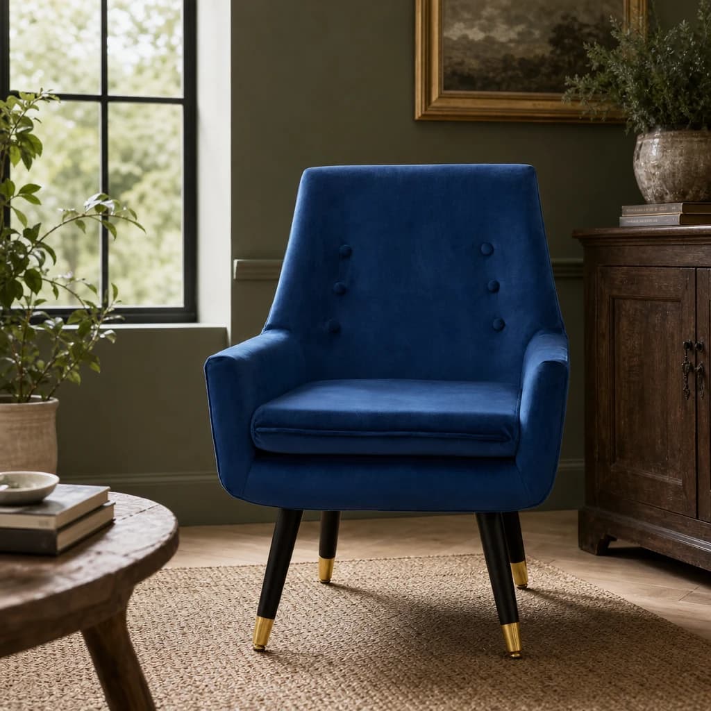 Sara Midnight Velvet Armchair - Seating, photo 1 of 2