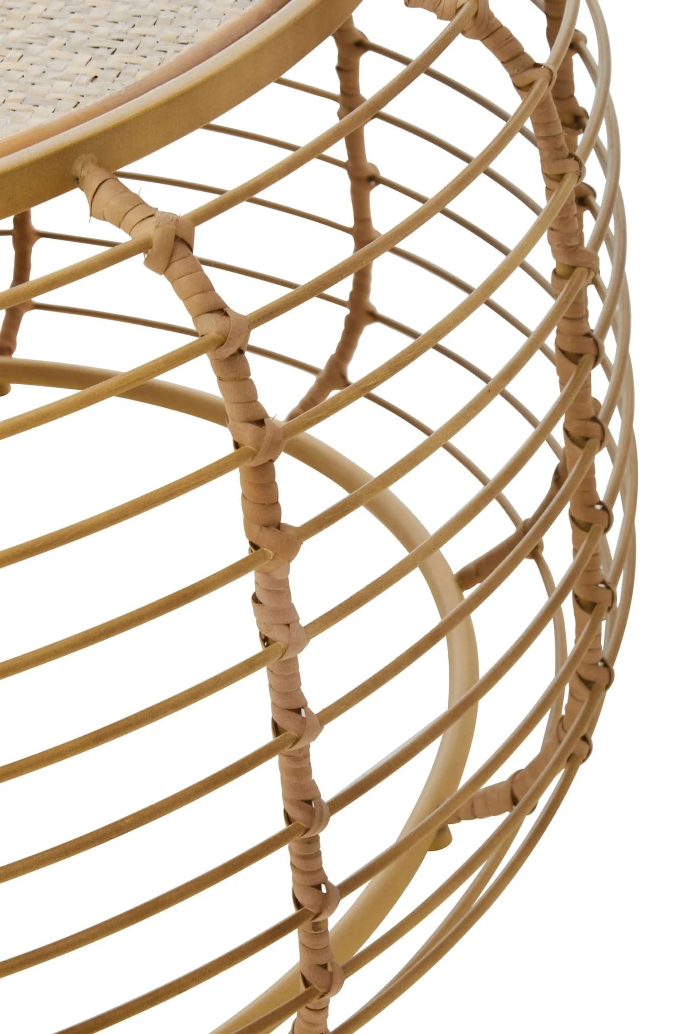 Trento Round Rattan and Antique Gold Finish Coffee Table - Tables, photo 5 of 6