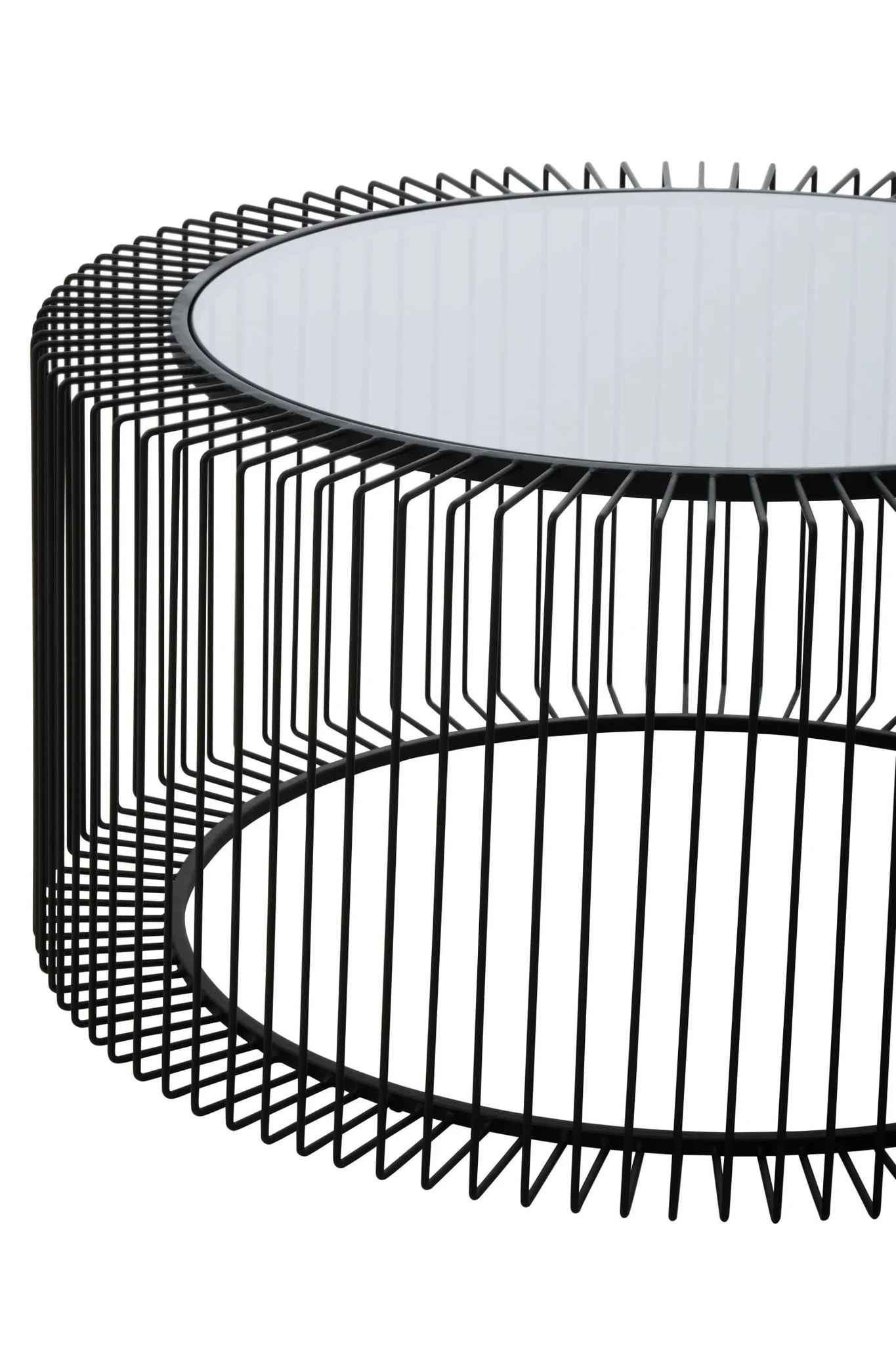 Trento Black Metal Round Coffee Table with Glass Top - Tables, photo 5 of 5