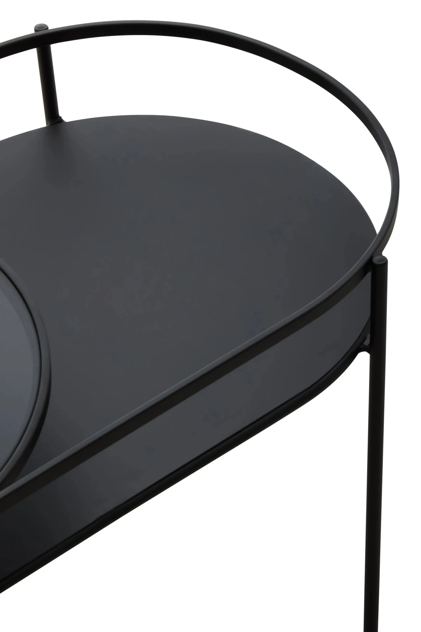 Trento Grey Glass and Black Finish 2 Tier Oval Coffee Table - Tables, photo 7 of 8