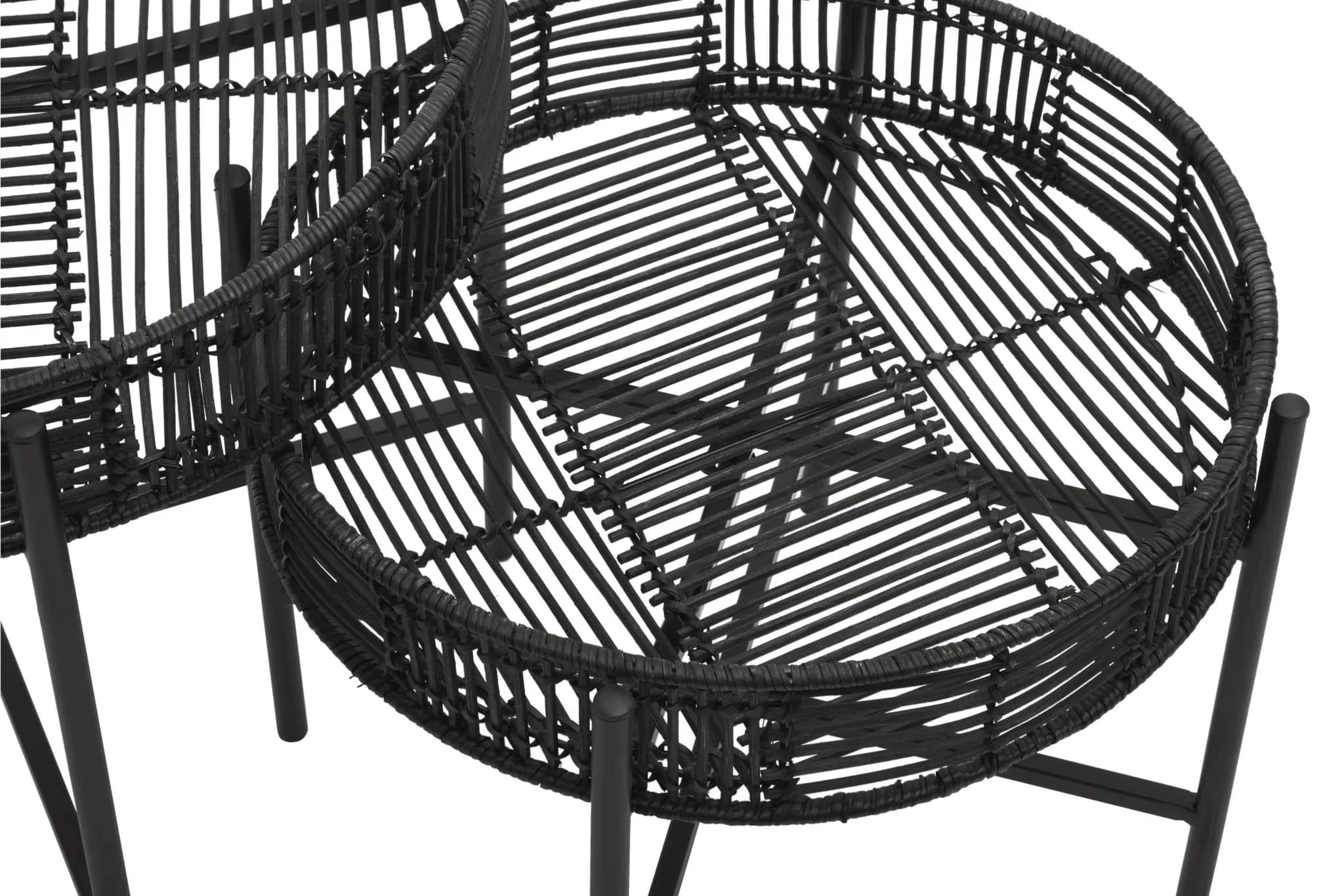 Batu Set Of 2 Black Rattan Side Tables - Tables, photo 4 of 6