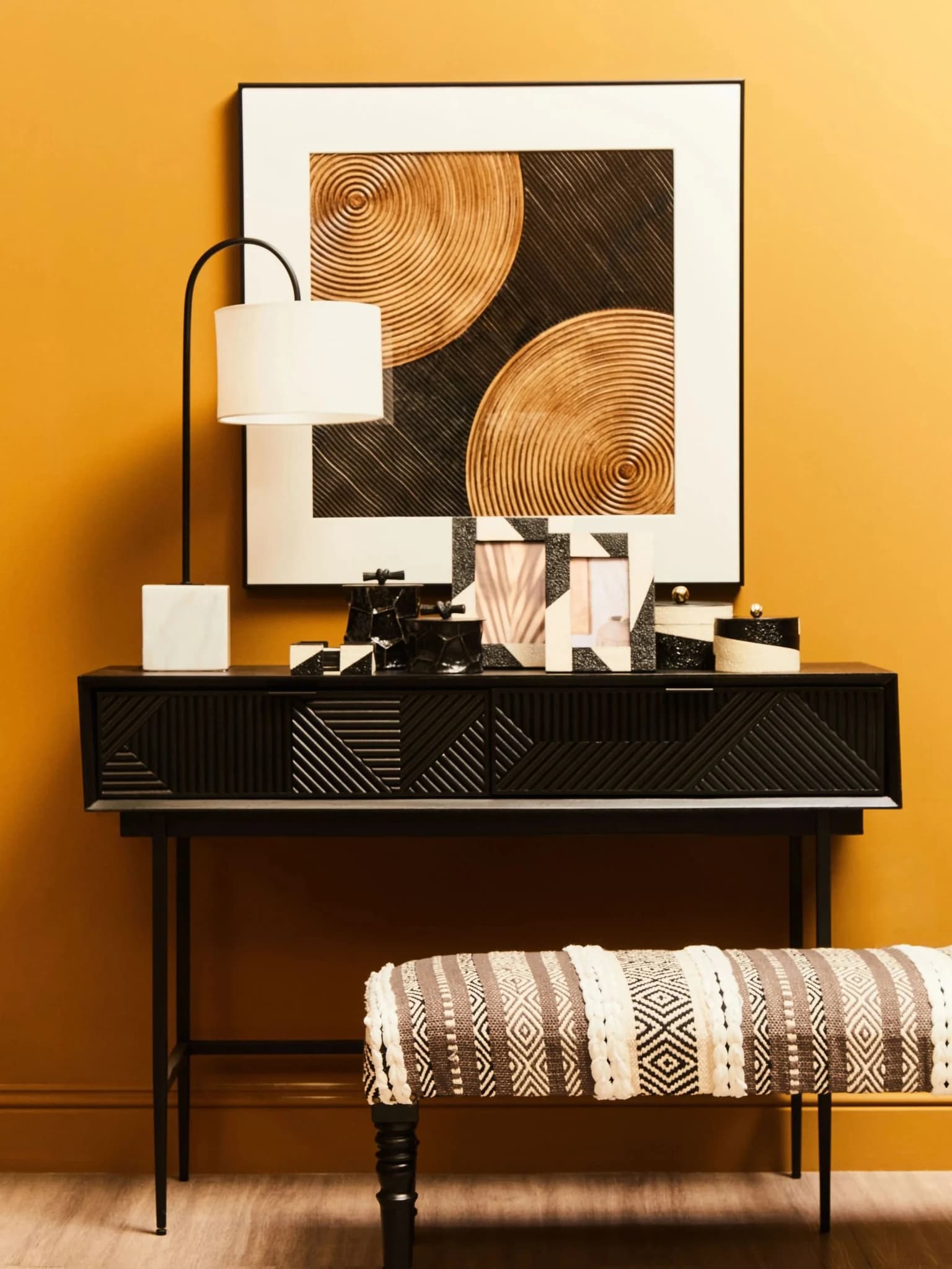 Jakara Black Finish Console Table with 2 Drawers - Tables, photo 2 of 8