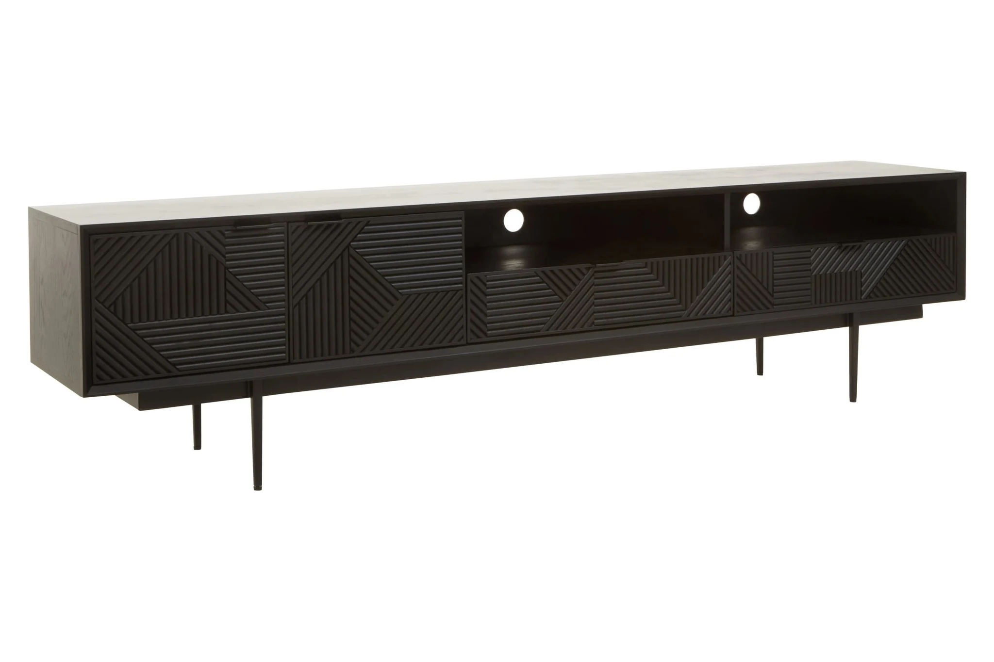 Jakara Black Finish Carved Media Unit - Bookcases & shelving, photo 5 of 8