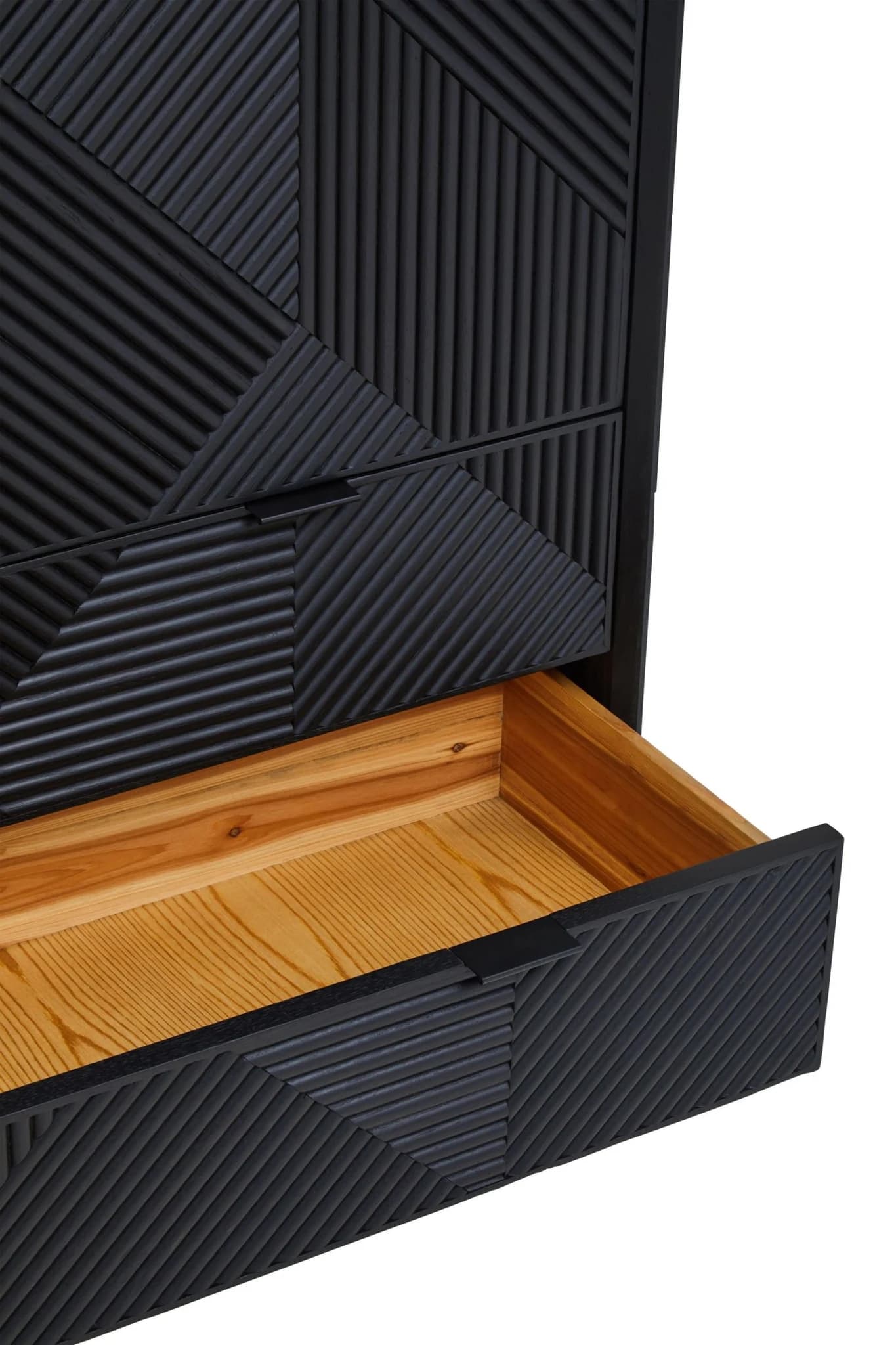 Jakara Black Finish Carved Cabinet - Bookcases & shelving, photo 6 of 8