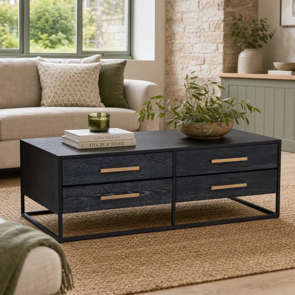 Judd Black Finish 4 Drawer Coffee Table - Tables, photo 1 of 8