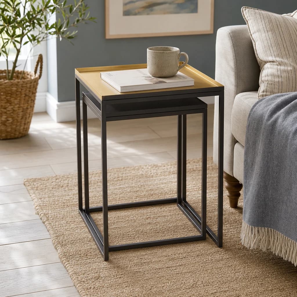 Rabia Gold And Silver Nest Of 2 Tables - Tables, photo 1 of 8
