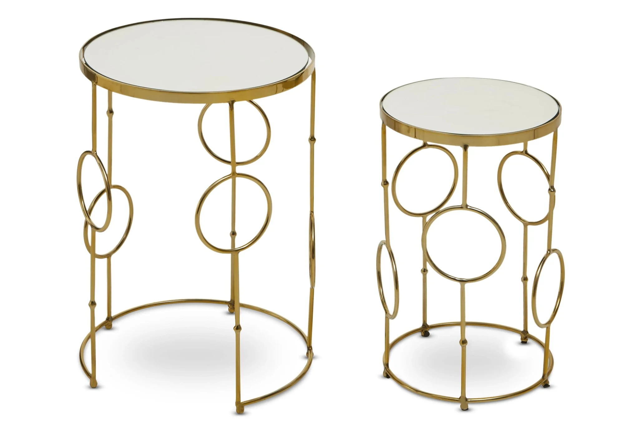 Rabia Mirror Top and Gold Set Of 2 Nesting Side Tables - Tables, photo 4 of 6
