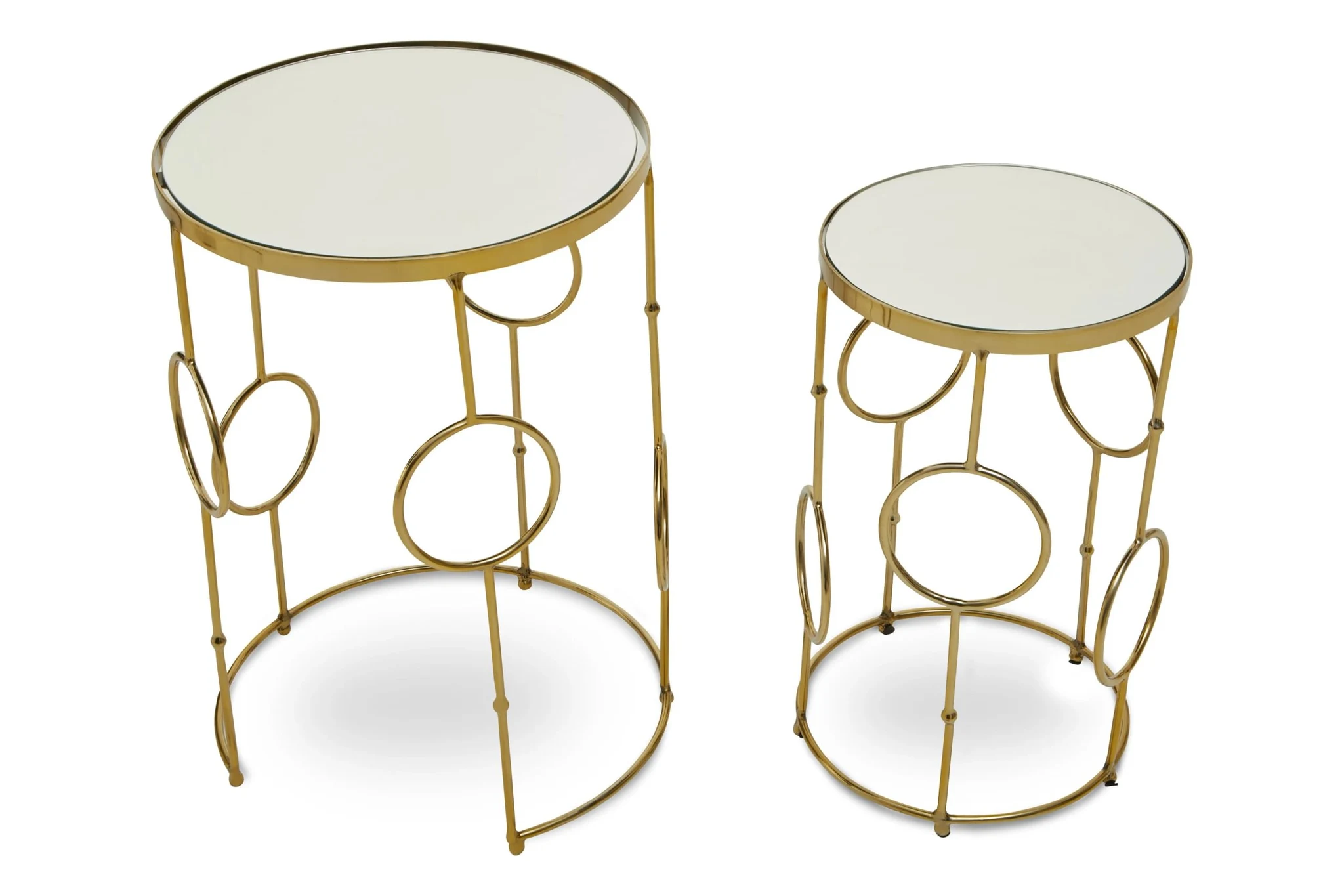 Rabia Mirror Top and Gold Set Of 2 Nesting Side Tables - Tables, photo 2 of 6