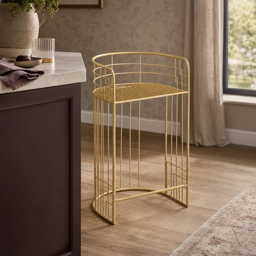 Rabia Gold Finish Bar Chair - Seating, photo 1 of 8