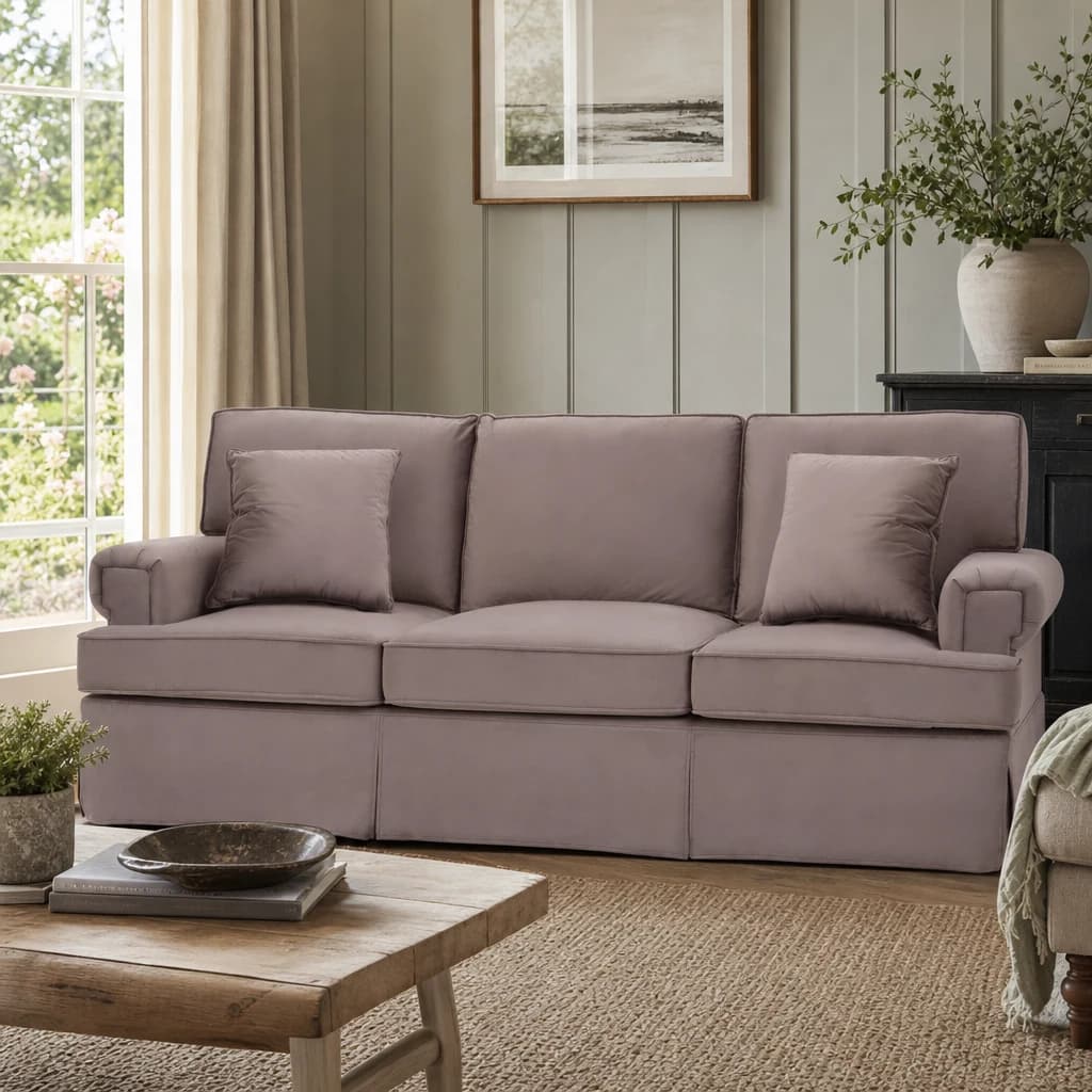 Ralph Three Seat Mink Velvet Sofa - Seating, photo 1 of 8