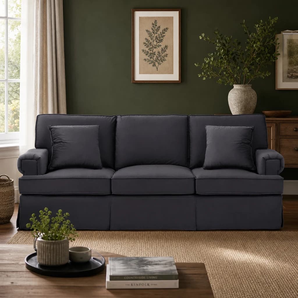 Ralph Three Seat Black Velvet Sofa - Seating, photo 1 of 8
