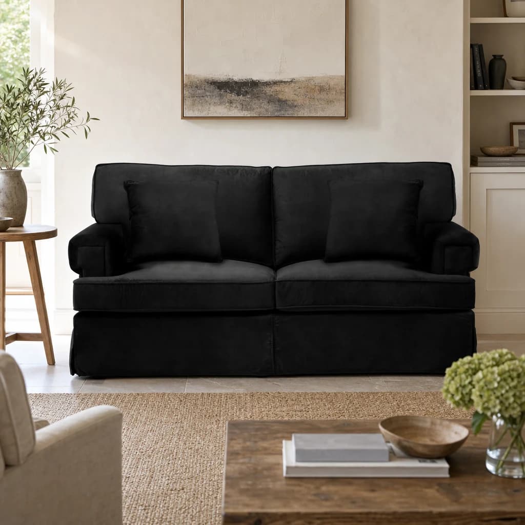 Ralph Two Seat Black Velvet Sofa - Seating, photo 1 of 6