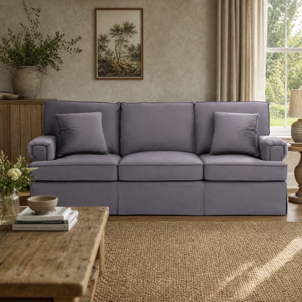 Ralph Three Seat Grey Velvet Sofa - Seating, photo 1 of 8