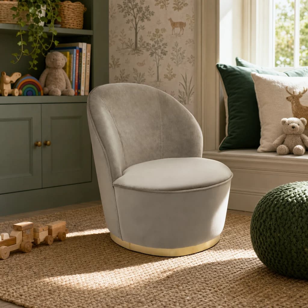 Kids Tamra Mink Velvet Gold Base Chair - Seating, photo 1 of 8