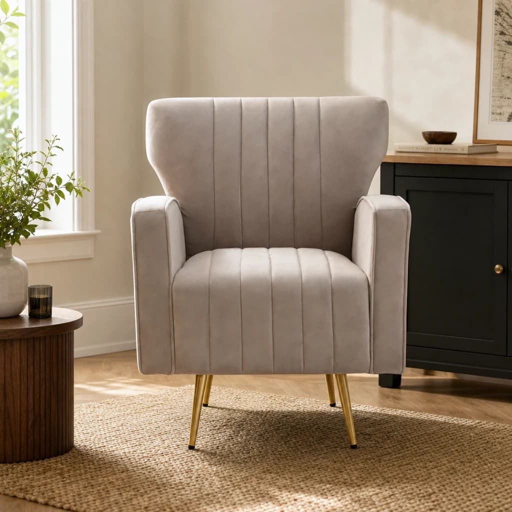 Hayley Mink Velvet Armchair - Seating, photo 1 of 8