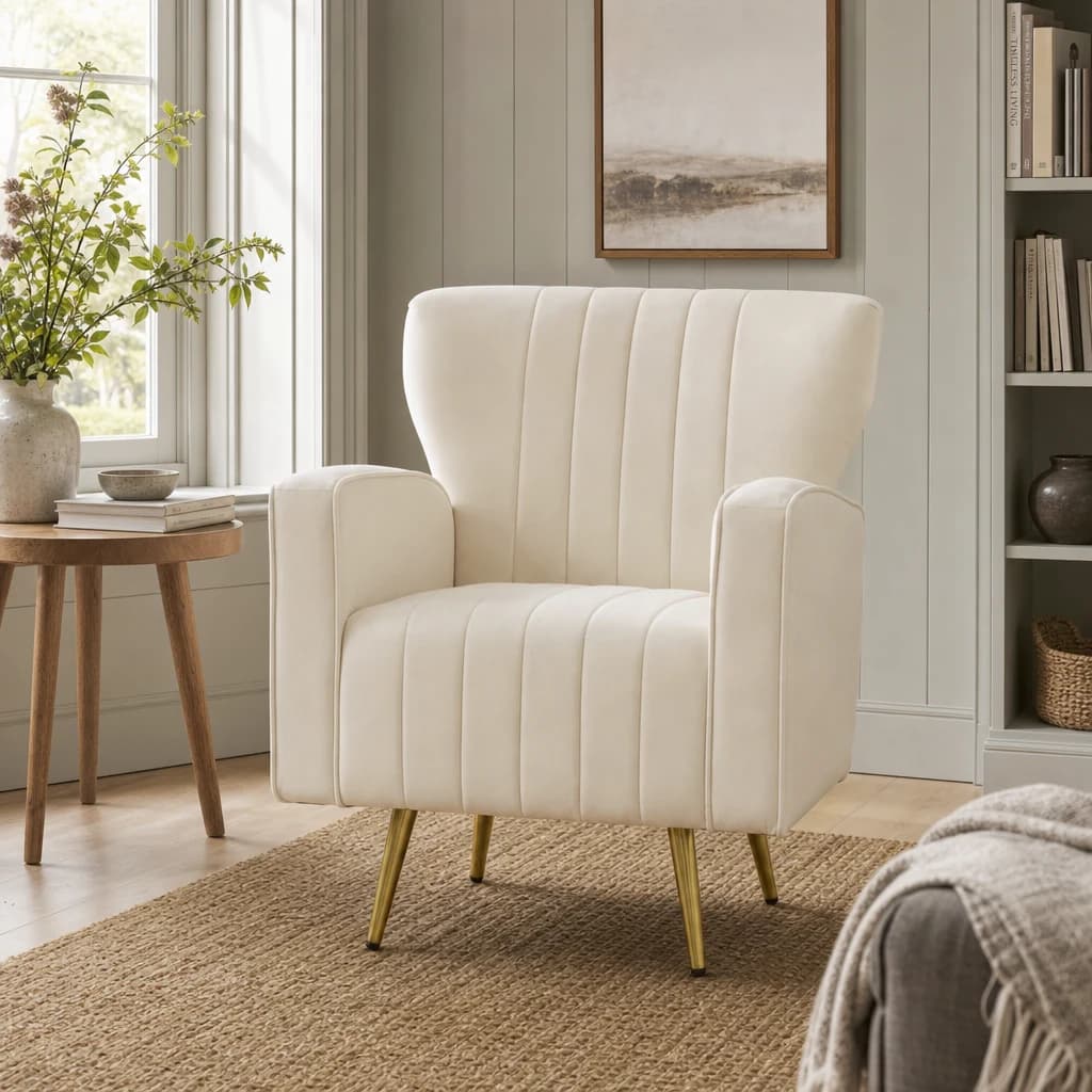 Hayley Natural Velvet Armchair - Seating, photo 1 of 8