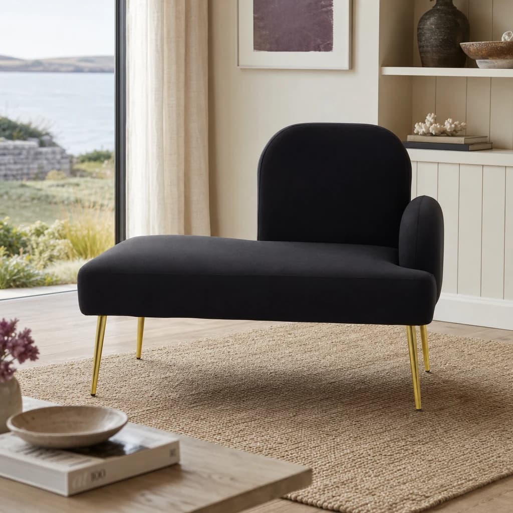 Heather Black Right Hand Chaise Longue - Seating, photo 1 of 7