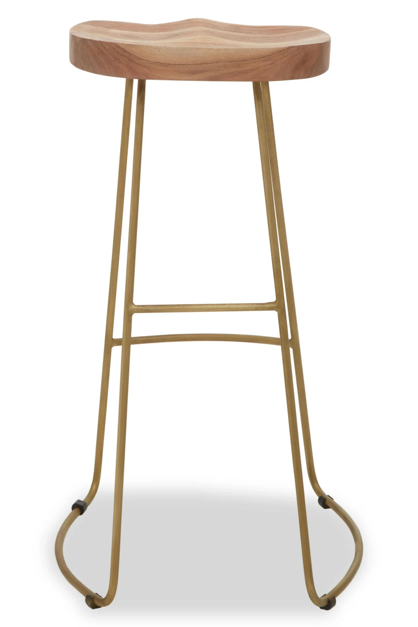 Nandri Acacia Wood and Antique Brass Bar Stool - Seating, photo 2 of 6