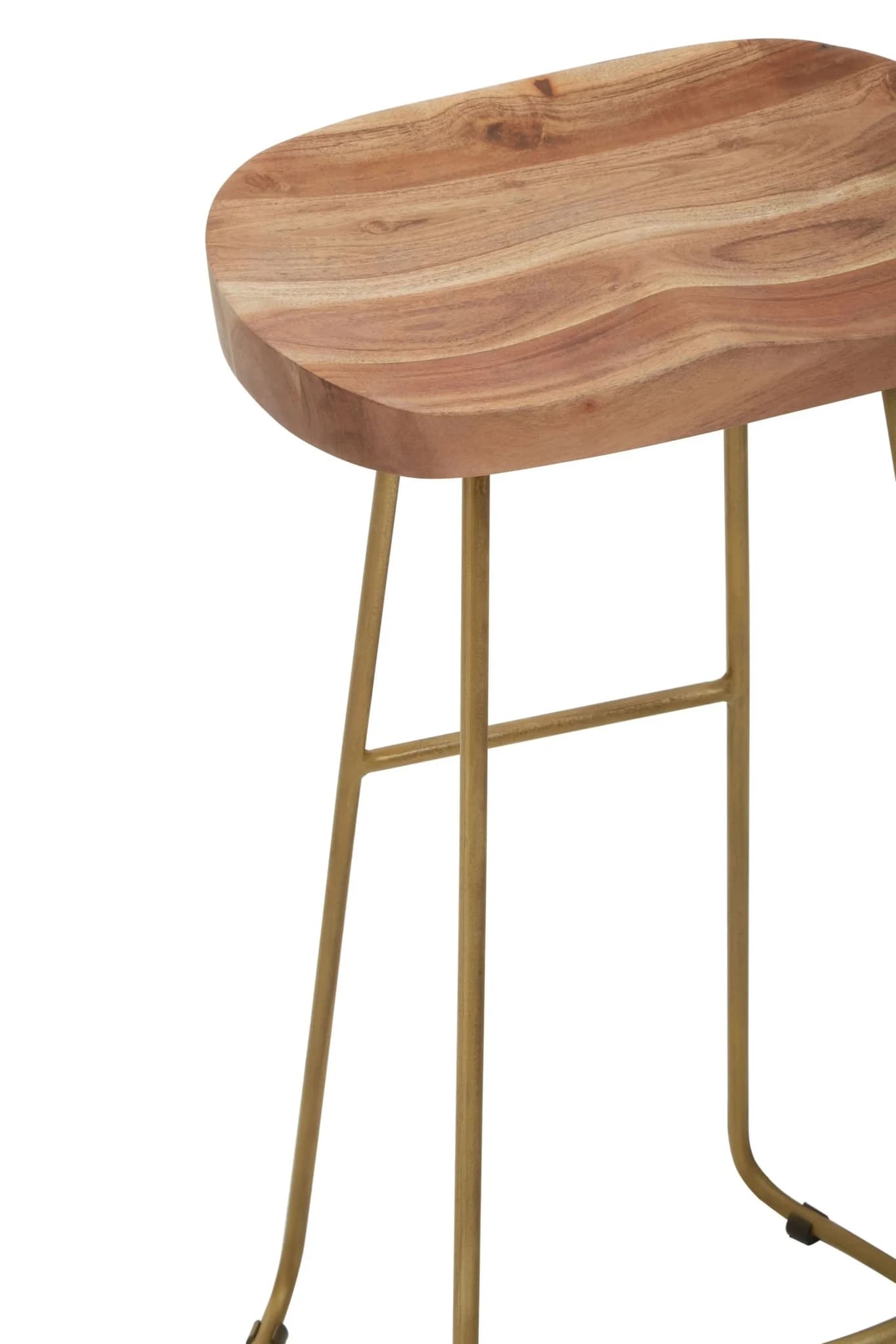 Nandri Acacia Wood and Antique Brass Bar Stool - Seating, photo 6 of 6