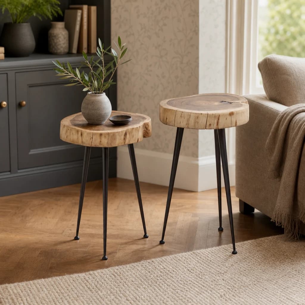 Nandri Set Of 2 Acacia Wood Side Tables - Tables, photo 1 of 8