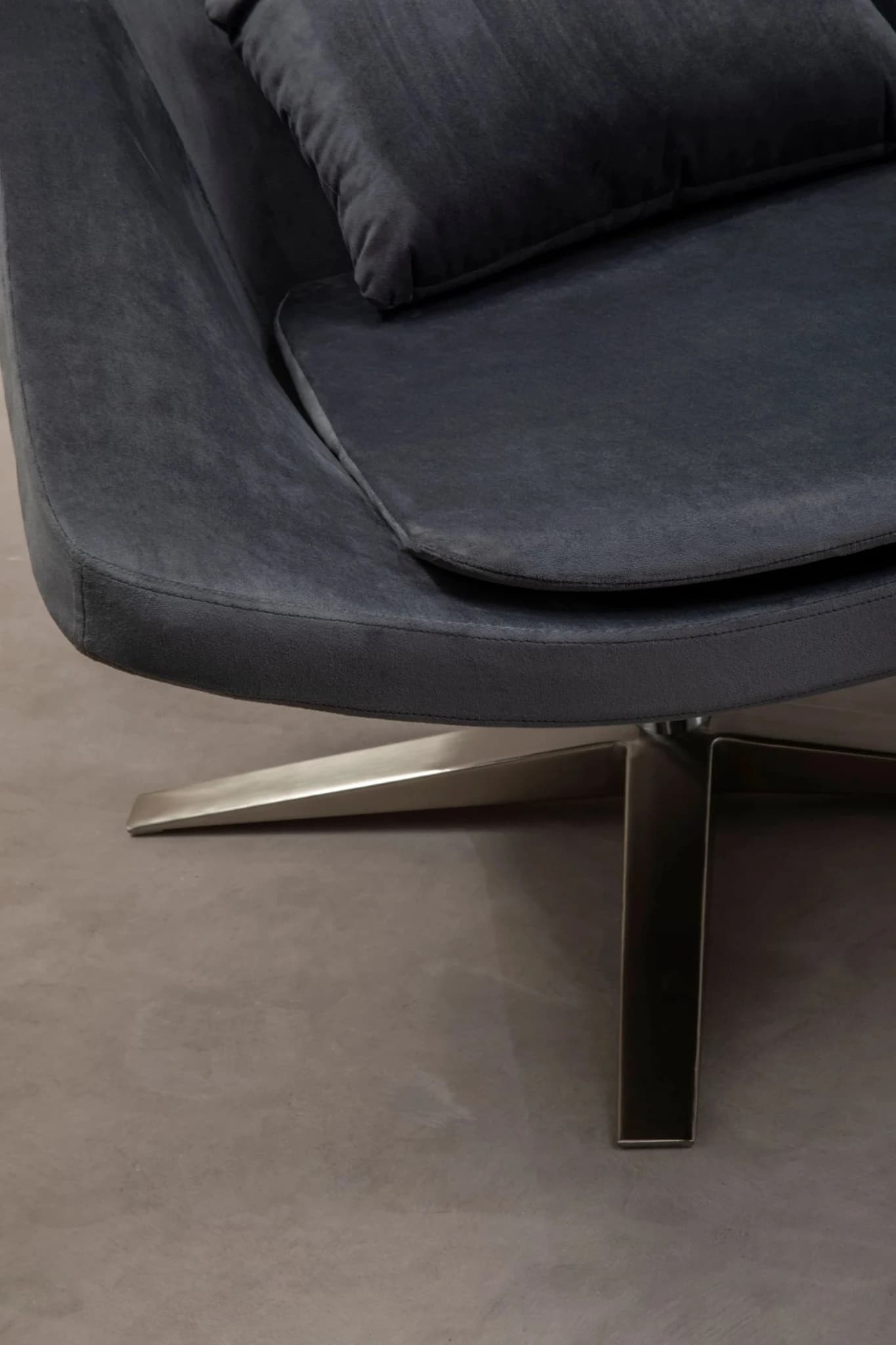 Kalo Grey Velvet Swivel Lounge Chair - Seating, photo 4 of 8