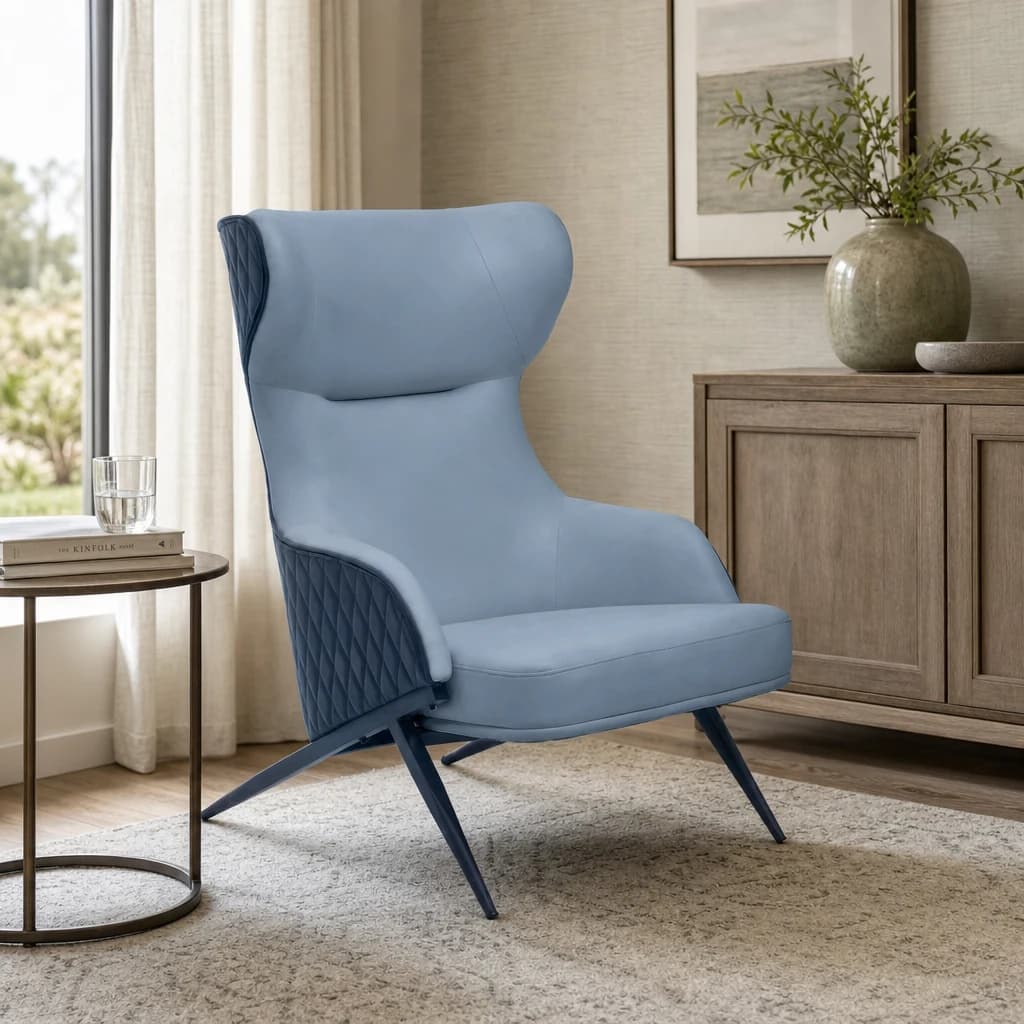 Kiev Grey Fabric and Black Leather Effect Armchair - Seating, photo 1 of 8
