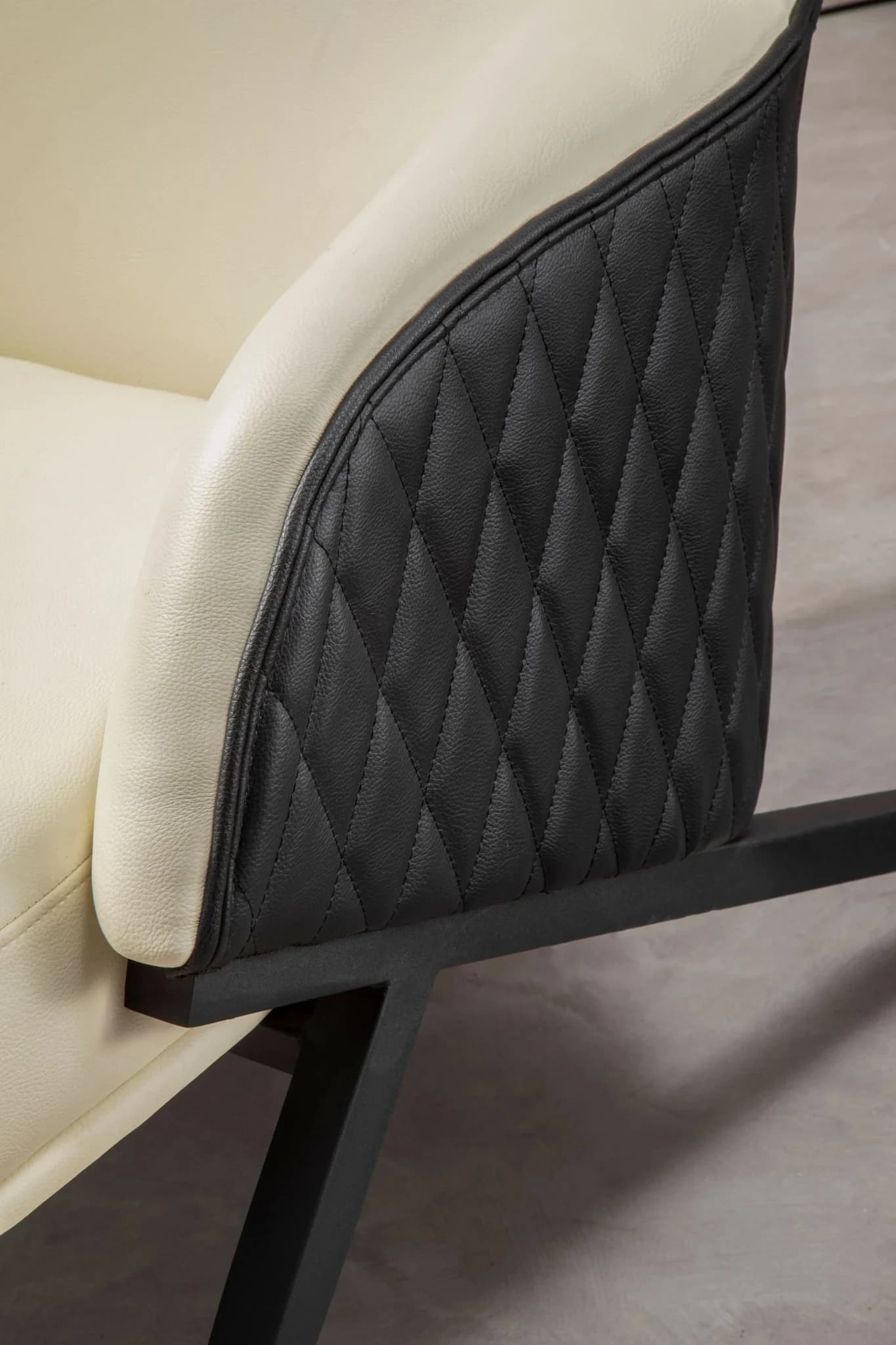 Kiev Ivory Fabric and Black Leather Effect Armchair - Seating, photo 5 of 8