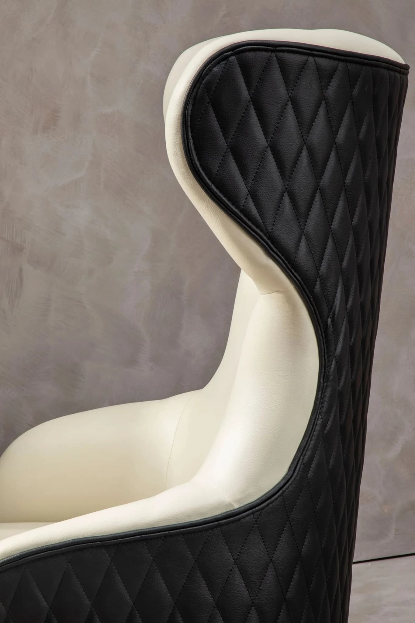 Kiev Ivory Fabric and Black Leather Effect Armchair - Seating, photo 4 of 8