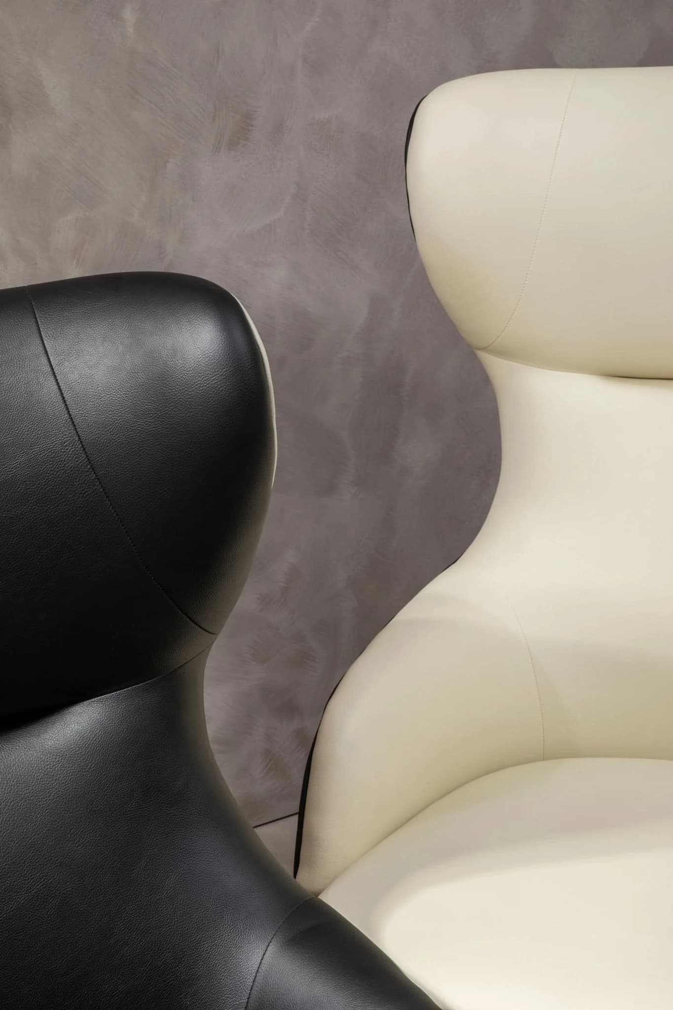 Kiev Ivory Fabric and Black Leather Effect Armchair - Seating, photo 3 of 8