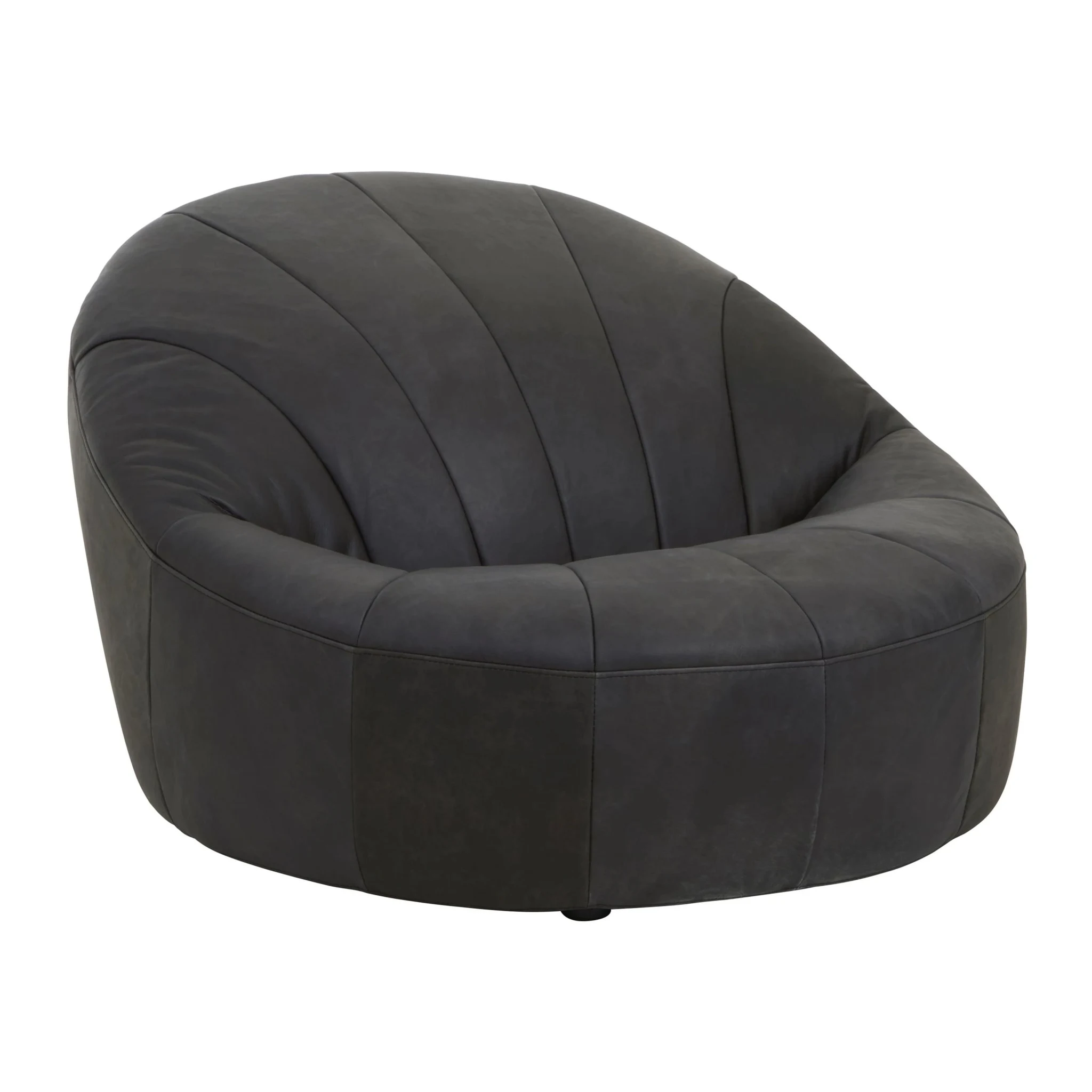 Hoxton Antique Black Leather Lounge Cocoon Chair - Seating, photo 7 of 8