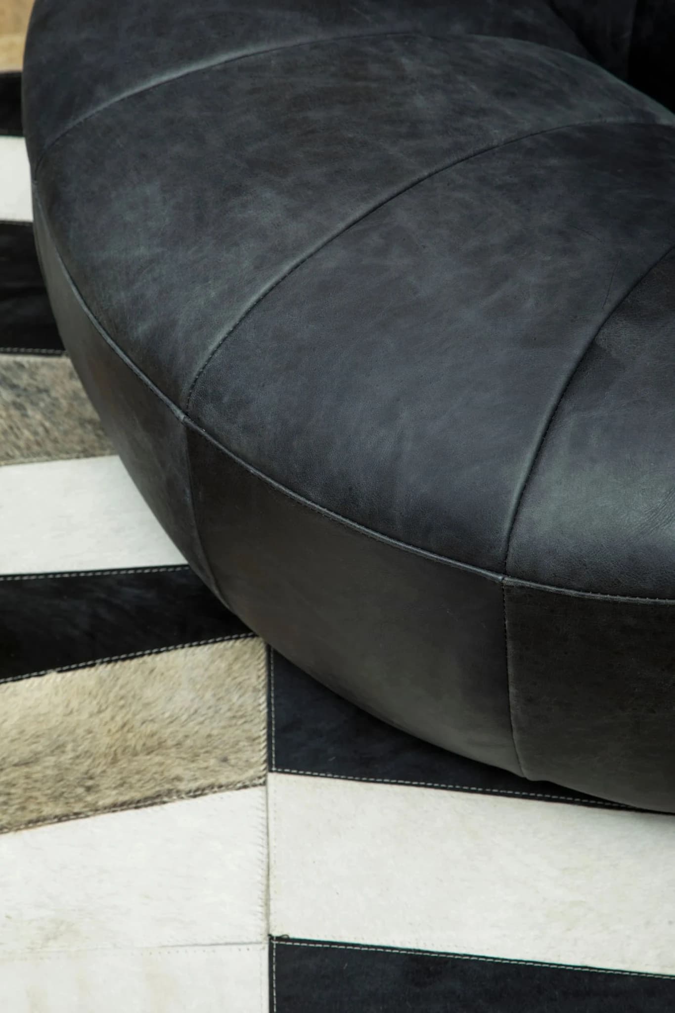 Hoxton Antique Black Leather Lounge Cocoon Chair - Seating, photo 4 of 8