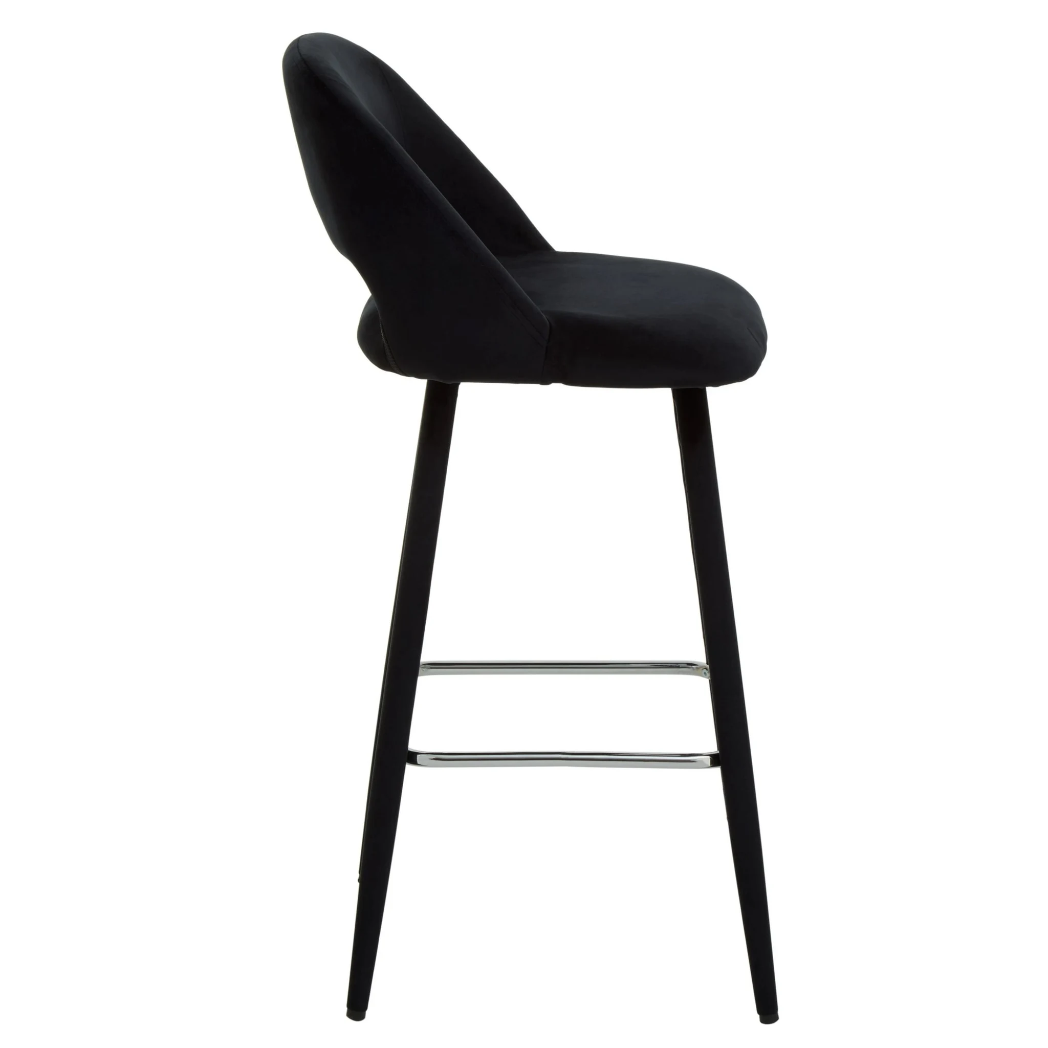 Warren Black Velvet Bar Chair with Silver Finish Footrest - Seating, photo 7 of 8