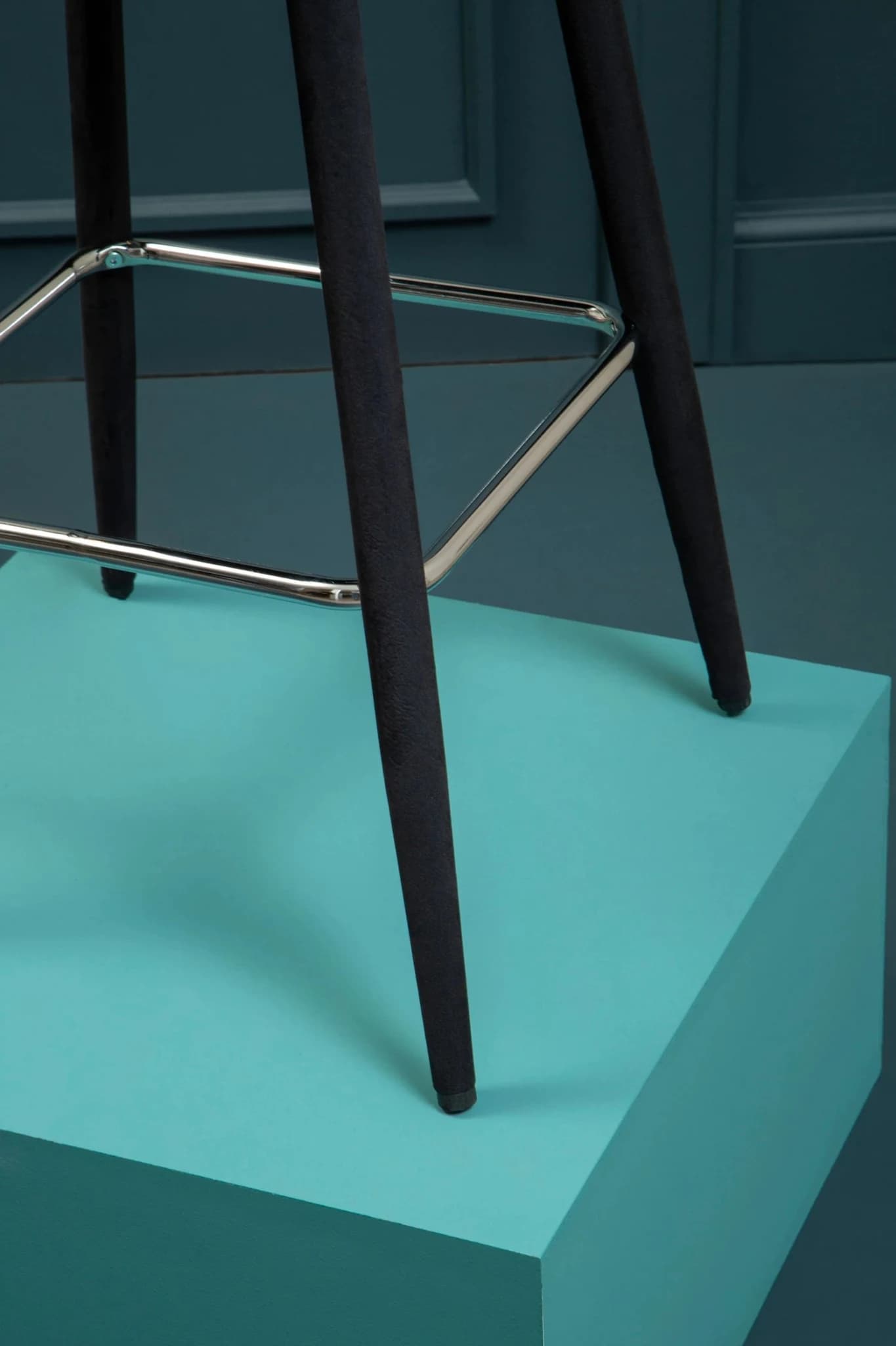 Warren Black Velvet Bar Chair with Silver Finish Footrest - Seating, photo 4 of 8