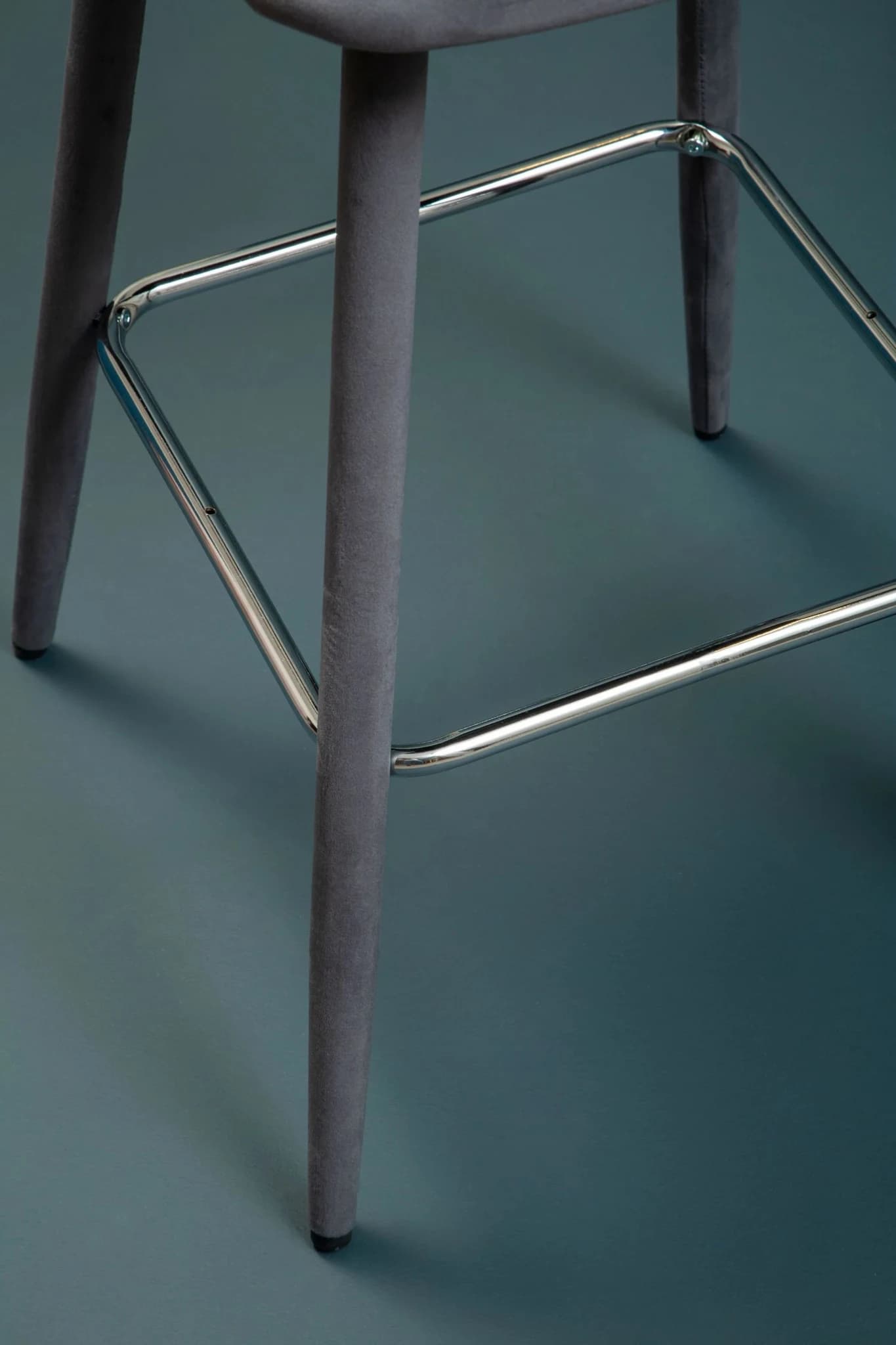 Warren Grey Velvet Bar Chair with Silver Finish Footrest - Seating, photo 5 of 8
