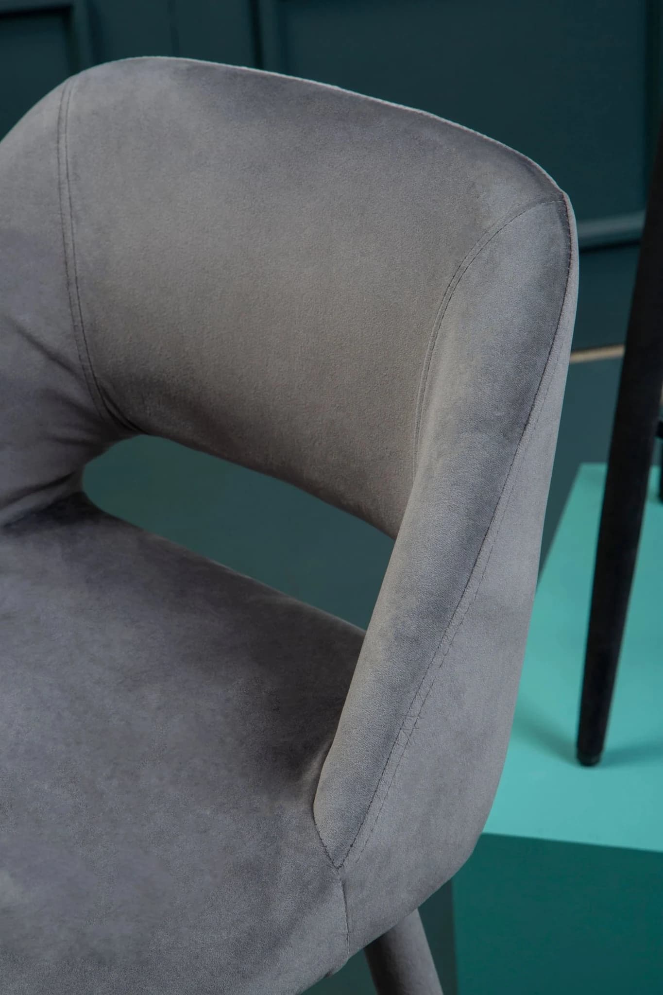 Warren Grey Velvet Bar Chair with Silver Finish Footrest - Seating, photo 4 of 8
