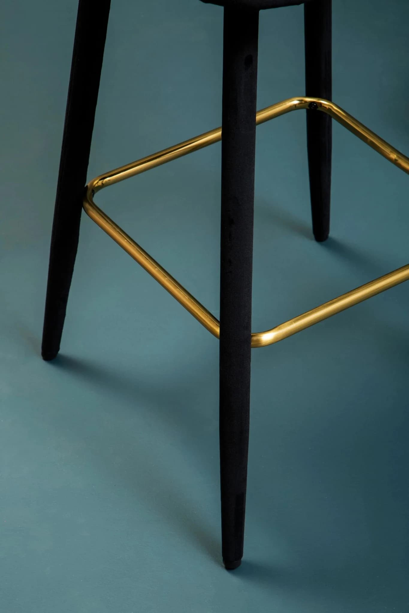 Warren Black Velvet Bar Chair with Gold Finish Footrest - Seating, photo 3 of 8