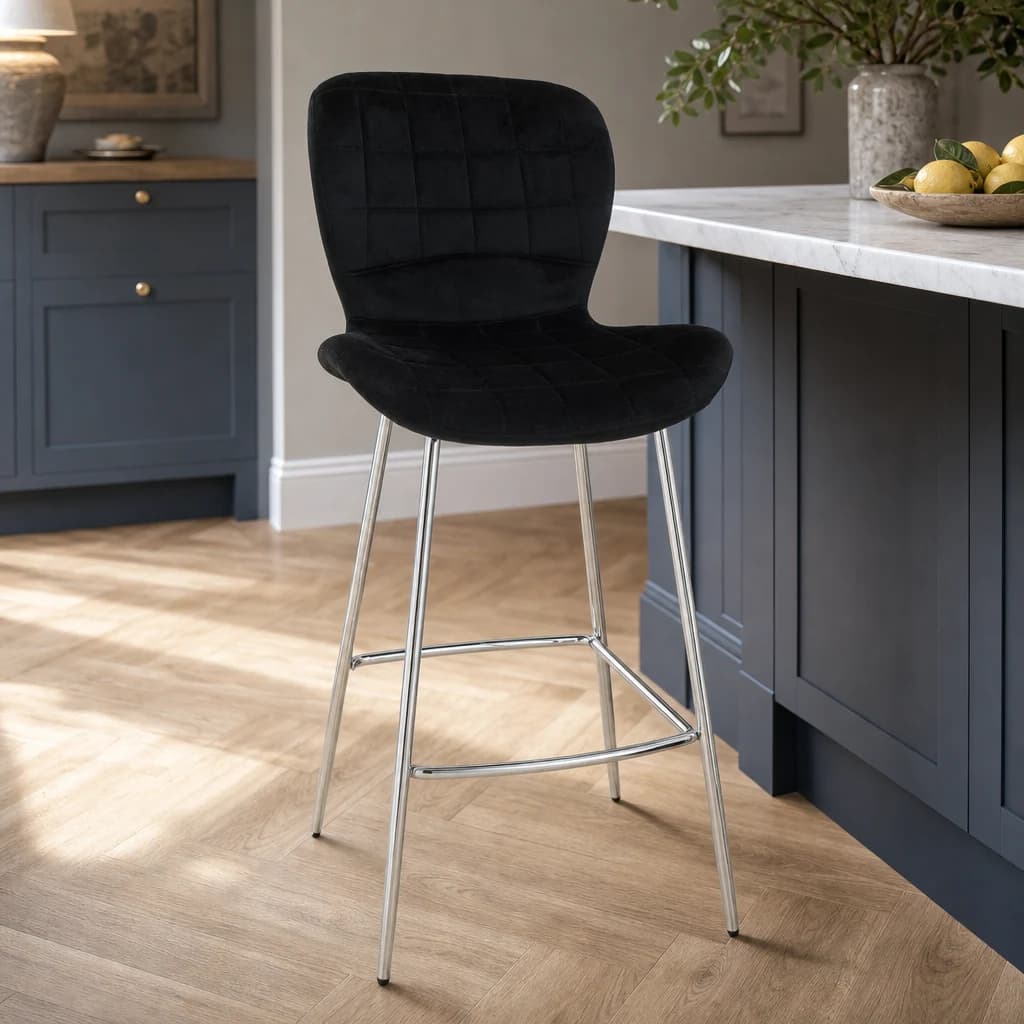 Warton Black Velvet Bar Chair - Seating, photo 1 of 8