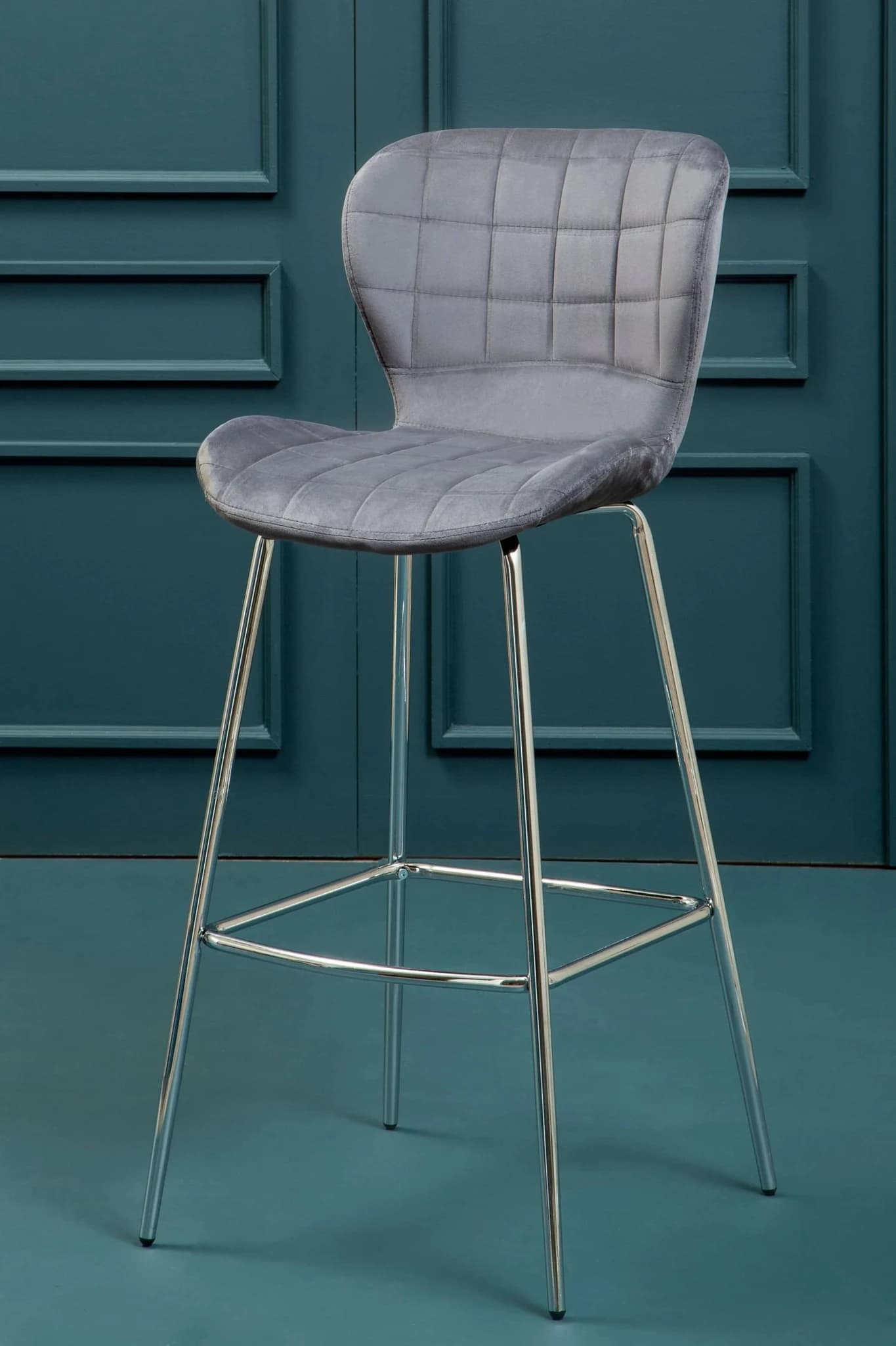 Warton Grey Velvet Bar Chair - Seating, photo 7 of 8