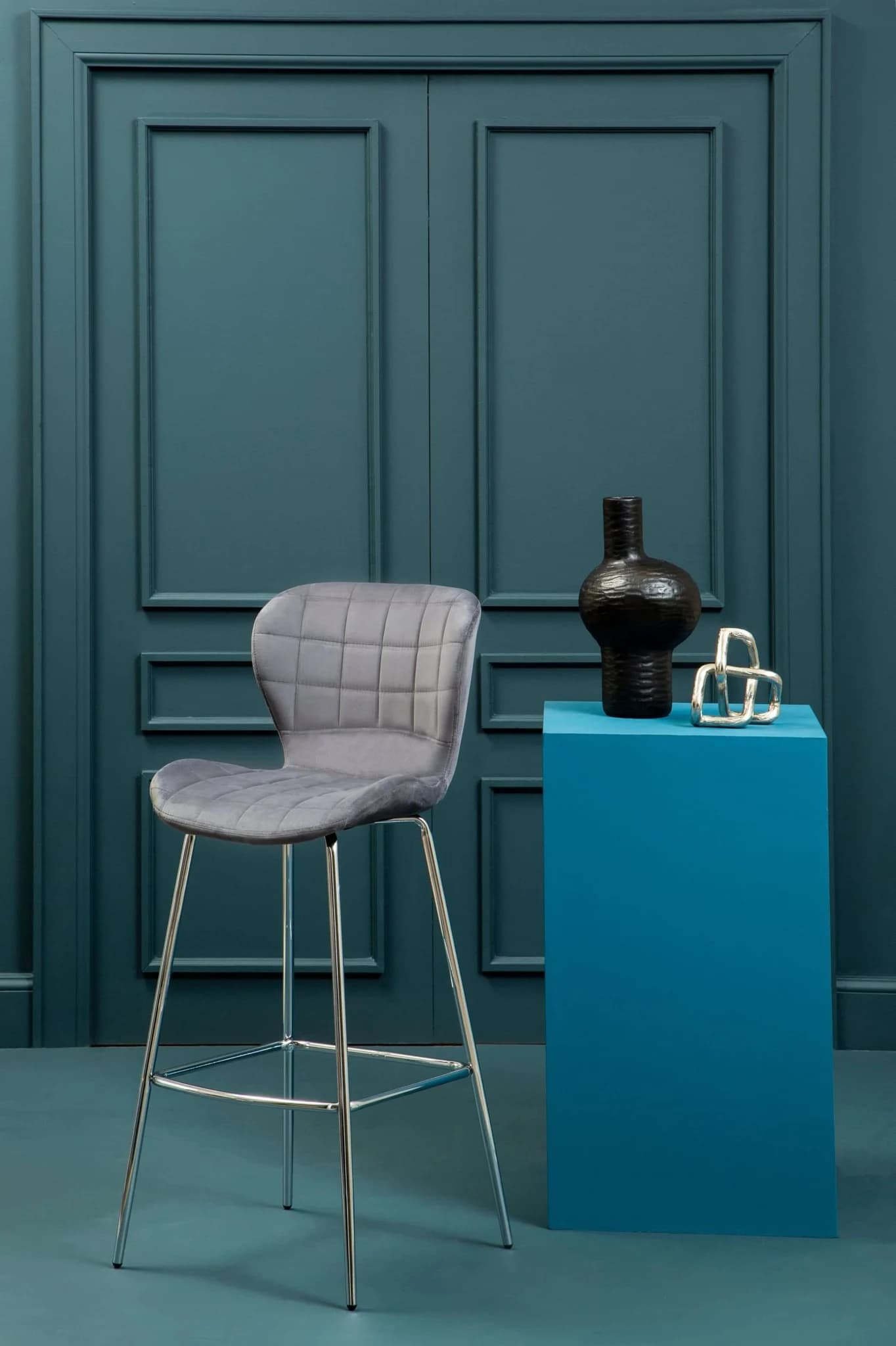Warton Grey Velvet Bar Chair - Seating, photo 6 of 8