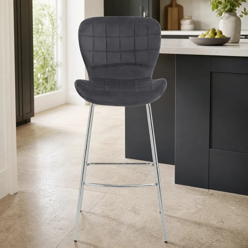Warton Grey Velvet Bar Chair - Seating, photo 1 of 8